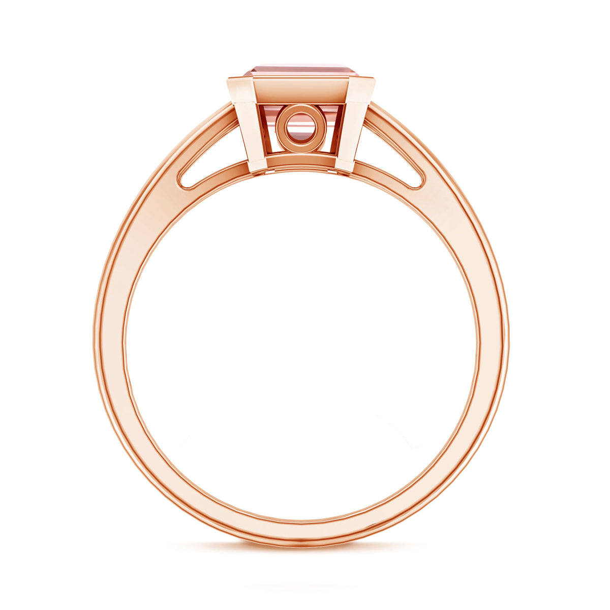 IGI Graded 2 Carat Emerald Cut Split Shank Engagement Ring with Lab Grown Pink Diamond Fancy Pink - VS1 - Rosec Jewels
