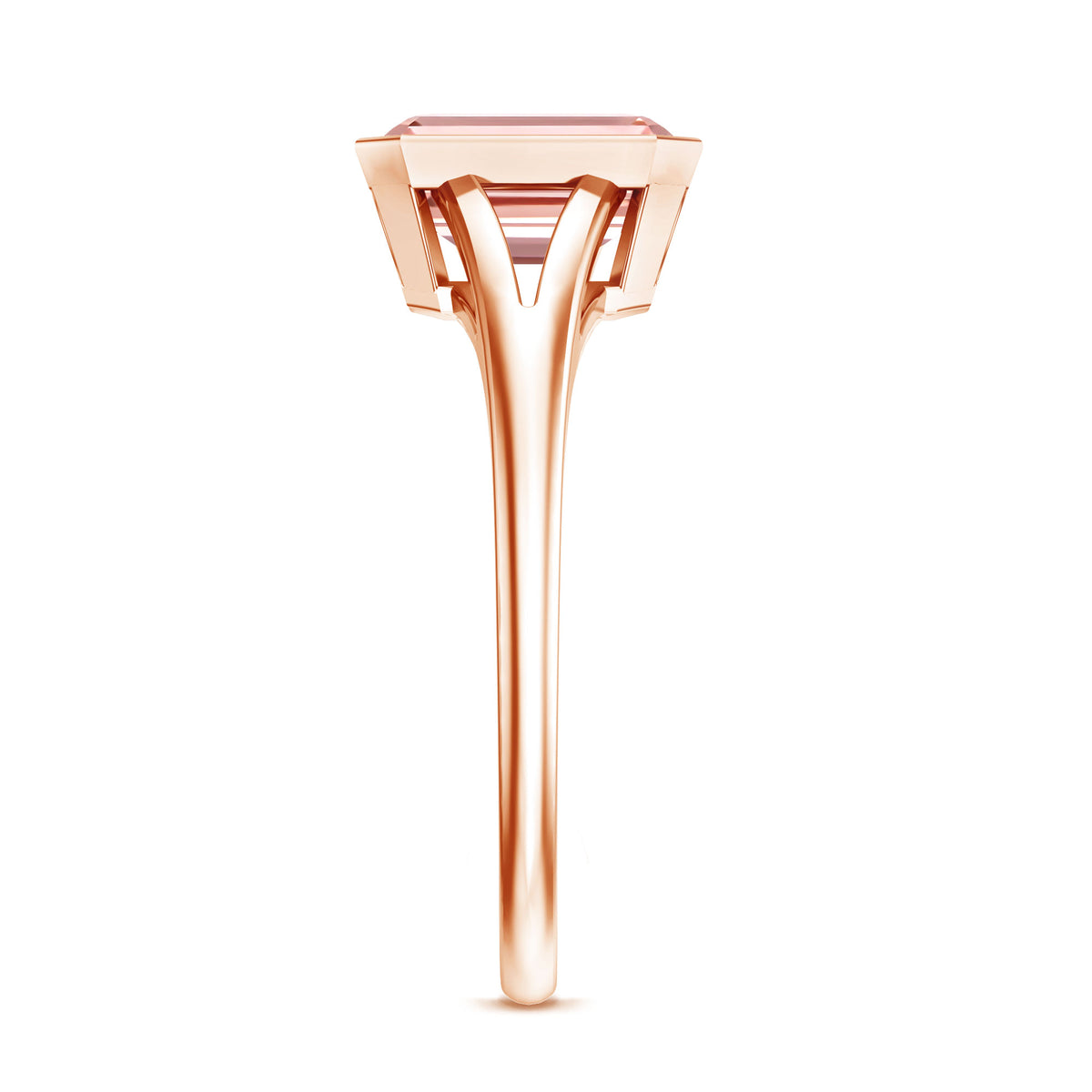 IGI Graded 2 Carat Emerald Cut Split Shank Engagement Ring with Lab Grown Pink Diamond Fancy Pink - VS1 - Rosec Jewels
