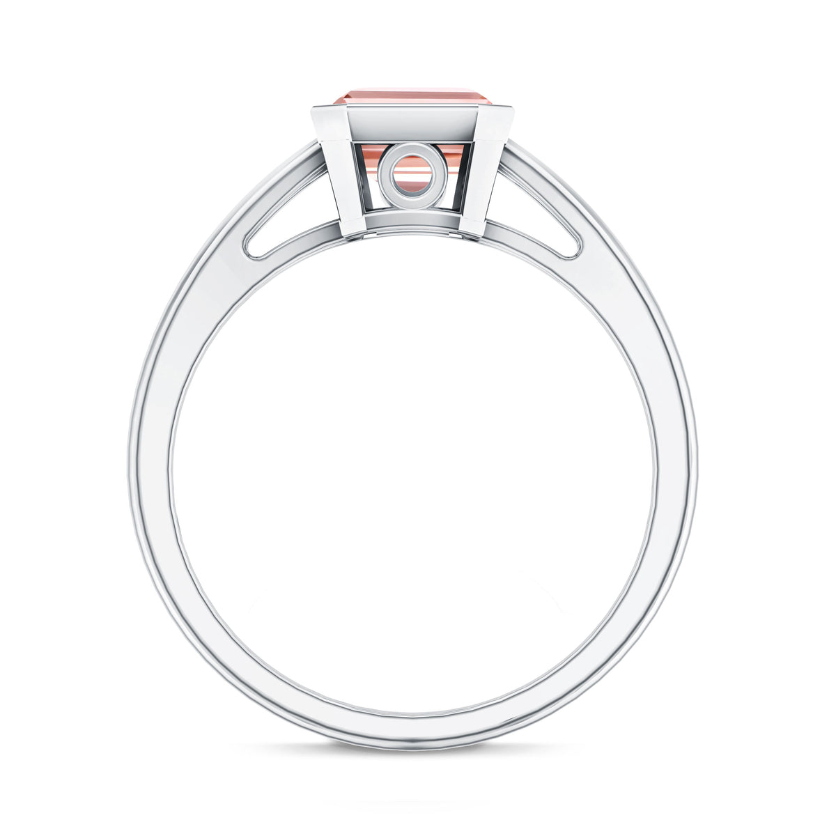 IGI Graded 2 Carat Emerald Cut Split Shank Engagement Ring with Lab Grown Pink Diamond Fancy Pink - VS1 - Rosec Jewels