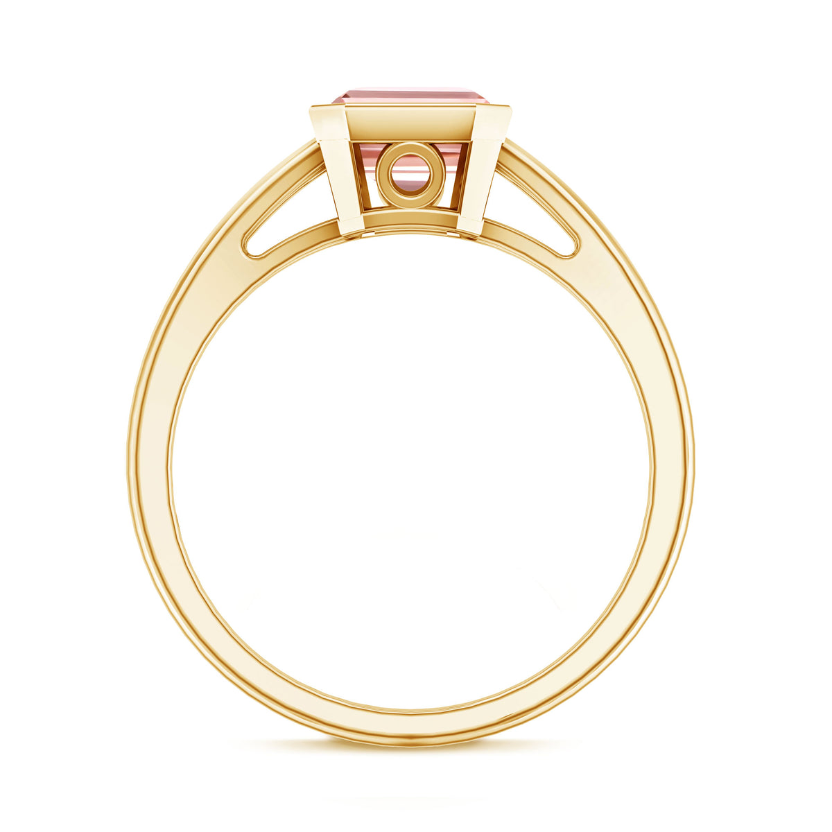 IGI Graded 2 Carat Emerald Cut Split Shank Engagement Ring with Lab Grown Pink Diamond Fancy Pink - VS1 - Rosec Jewels