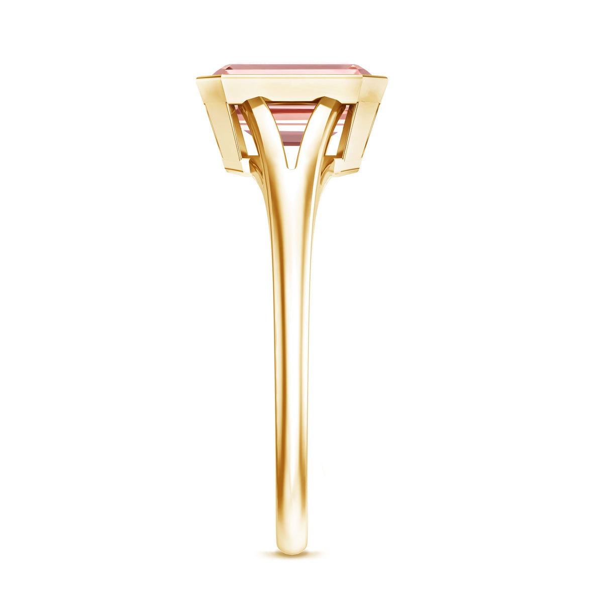 IGI Graded 2 Carat Emerald Cut Split Shank Engagement Ring with Lab Grown Pink Diamond Fancy Pink - VS1 - Rosec Jewels