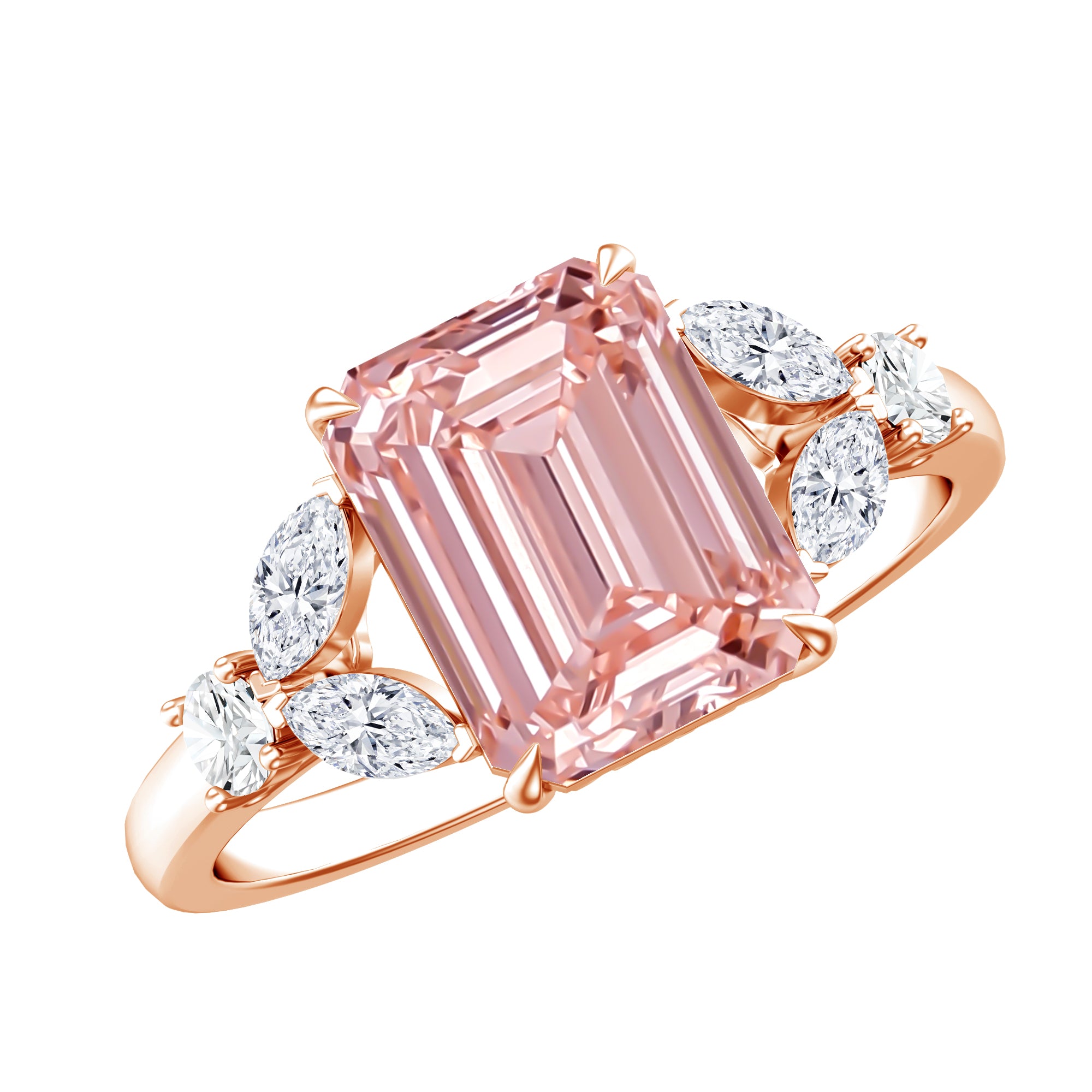 Rosec Jewels-IGI Authenticated 2 Carat Lab Grown Pink Diamond Emerald Cut Engagement Ring