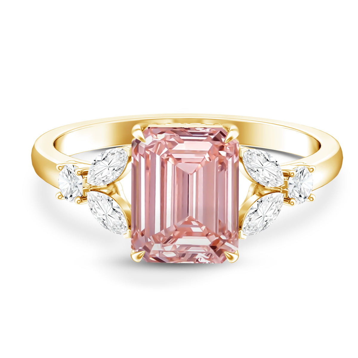 Rosec Jewels-IGI Authenticated 2 Carat Lab Grown Pink Diamond Emerald Cut Engagement Ring