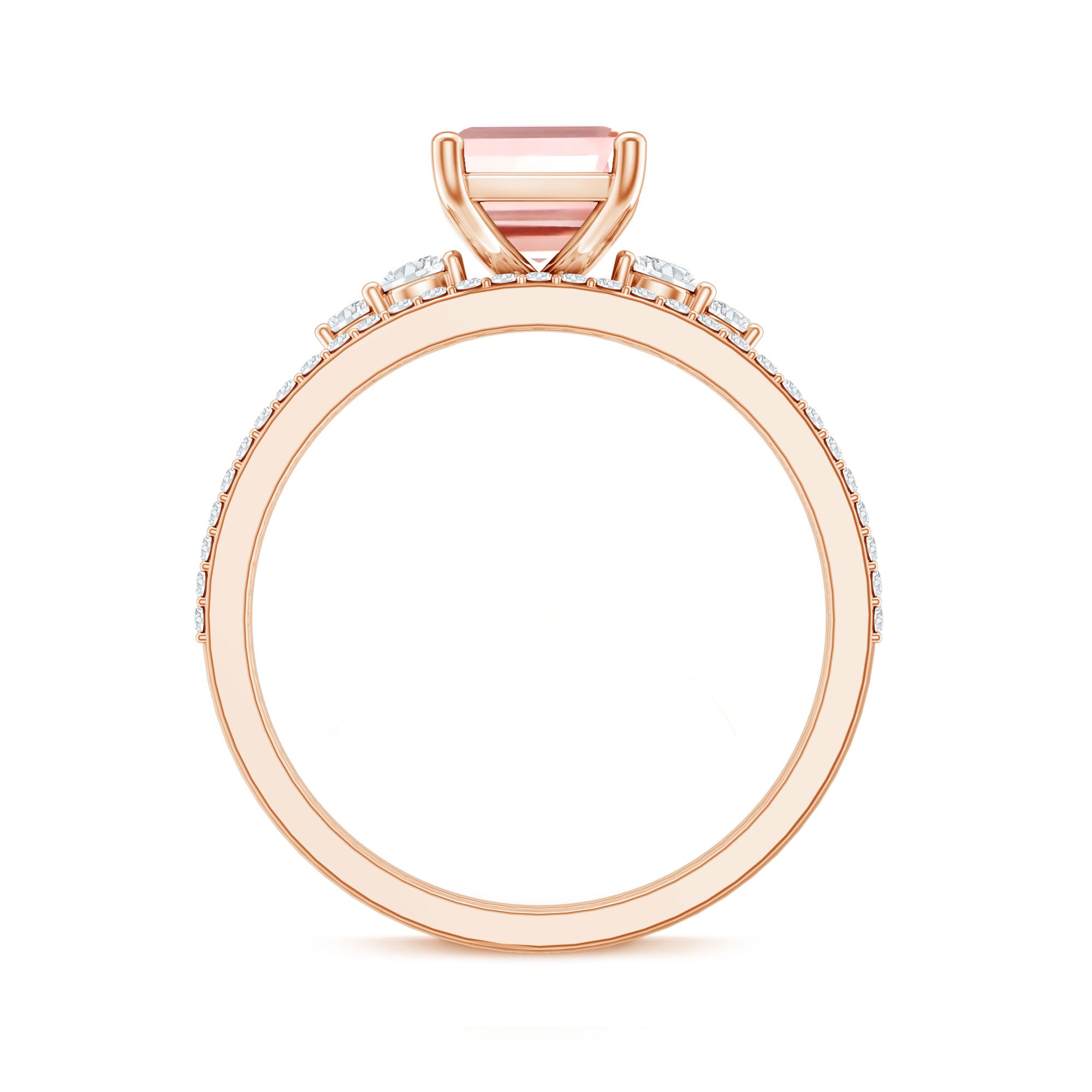 Rosec Jewels-2 Carat Emerald Cut Lab Pink Diamond Engagement Ring Set with IGI Certificate