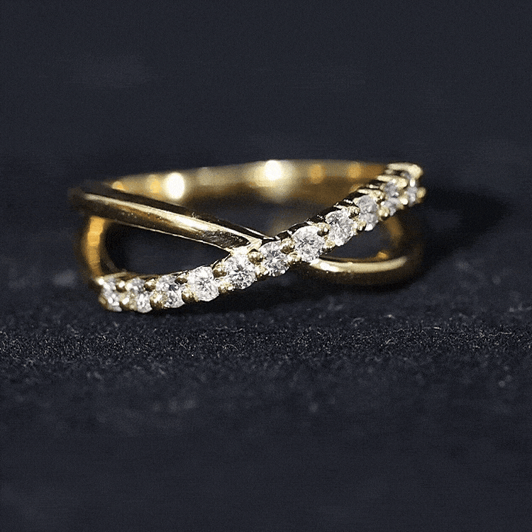 Natural Diamond Crossover Promise Ring Natural - ( HI-SI ) - Rosec Jewels