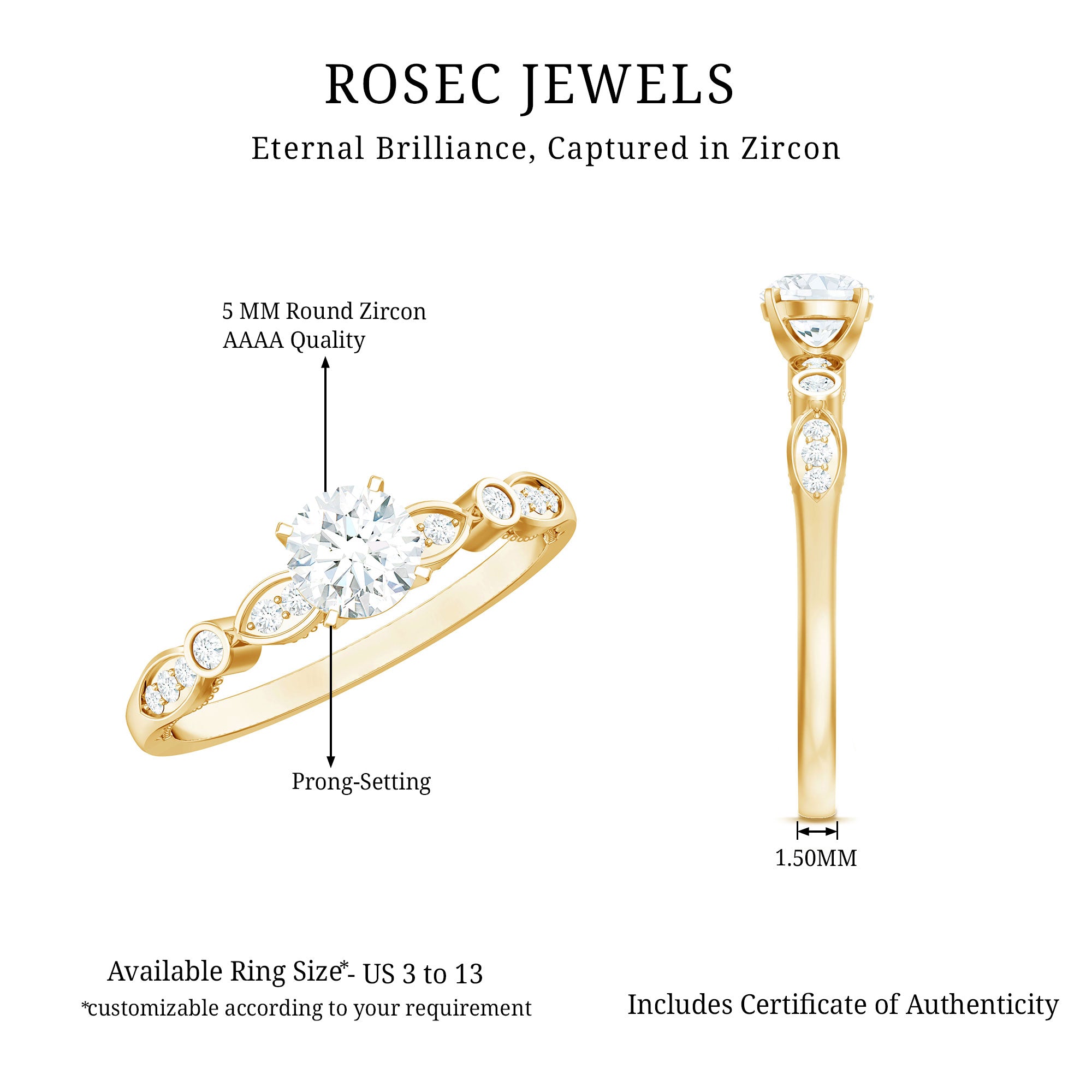 Rosec Jewels-Cubic Zirconia Promise Engagement Ring