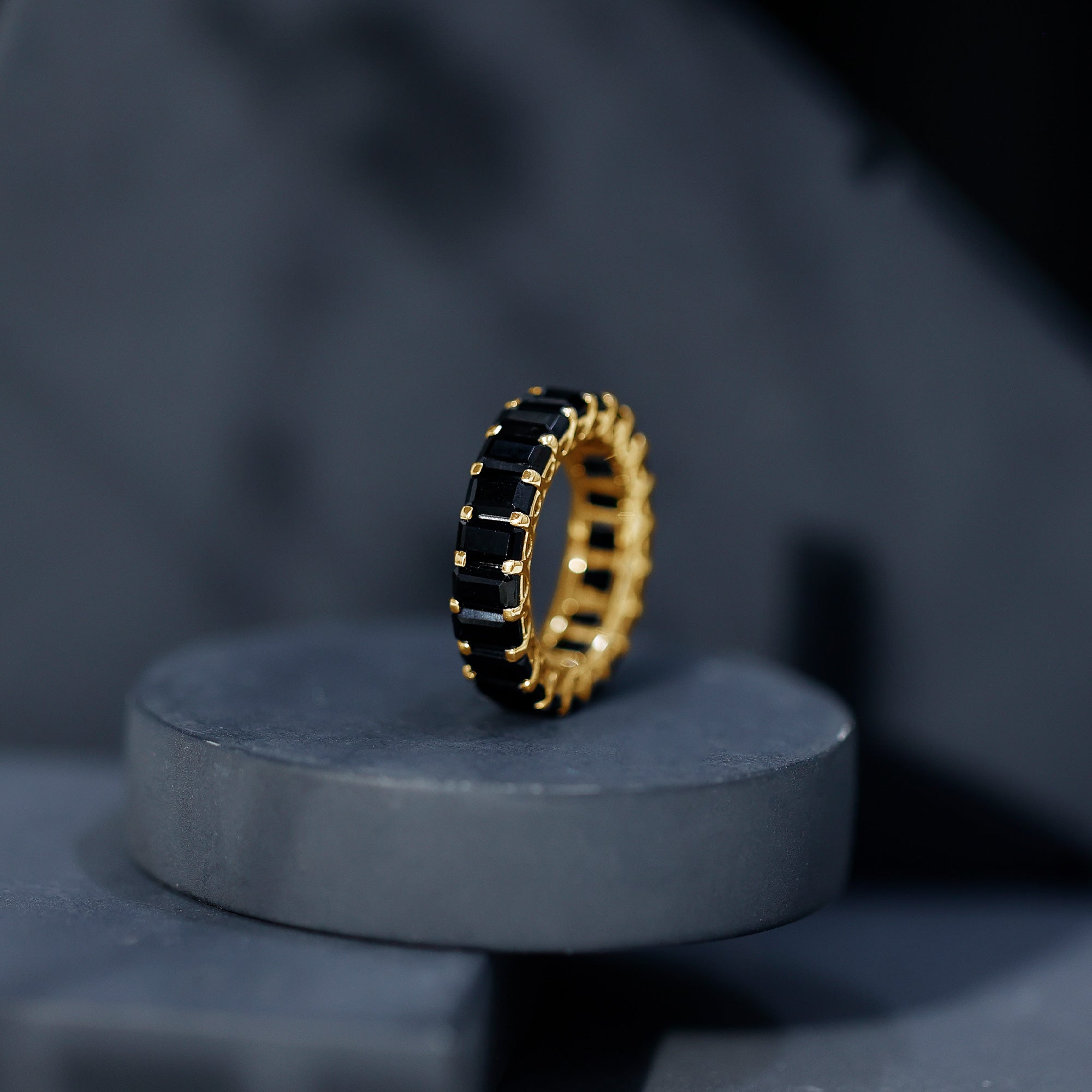 Emerald Cut Black Spinel Eternity Band AAA - Rosec Jewels