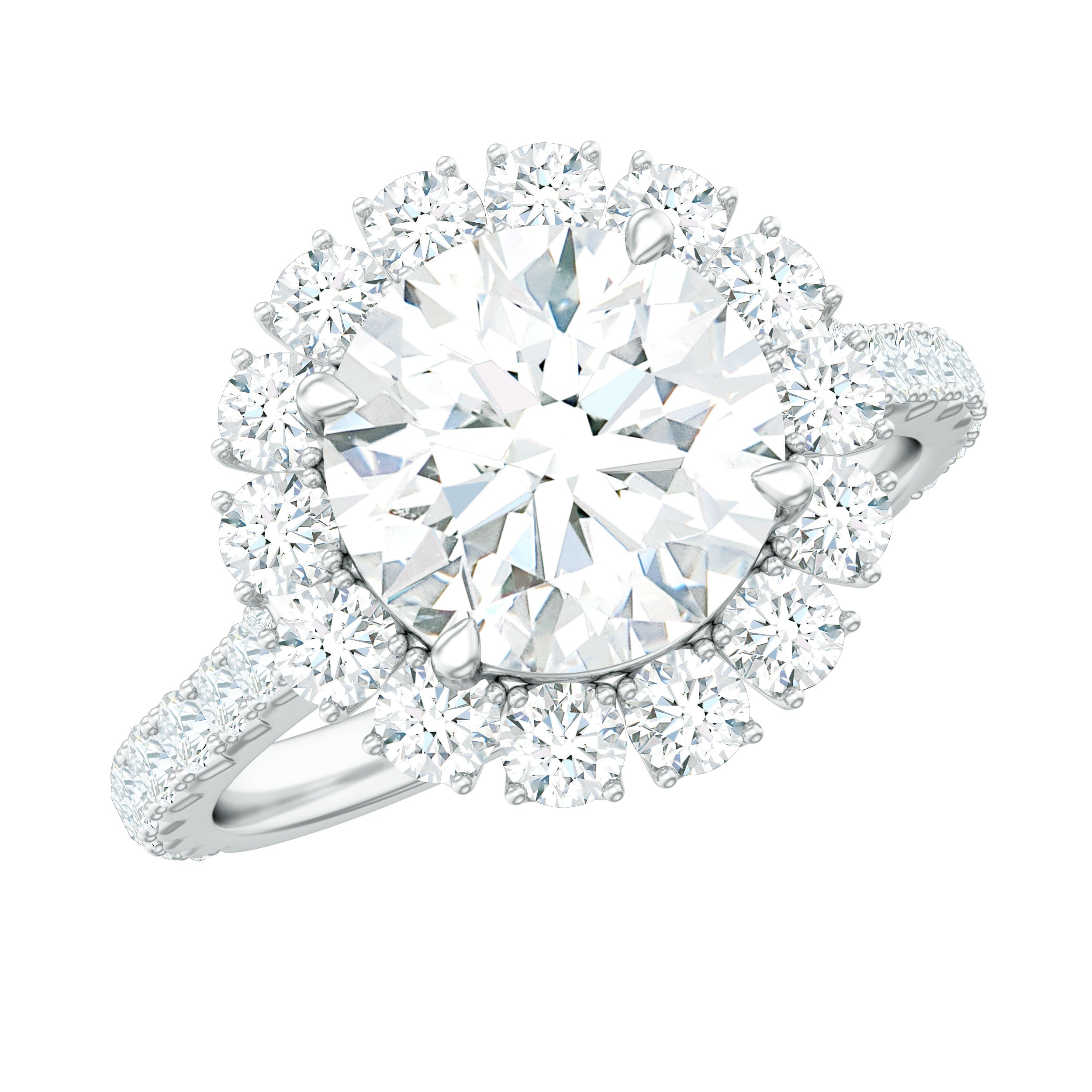 Certified Brilliant Cut Moissanite Halo Engagement Ring D-VS1 - Rosec Jewels