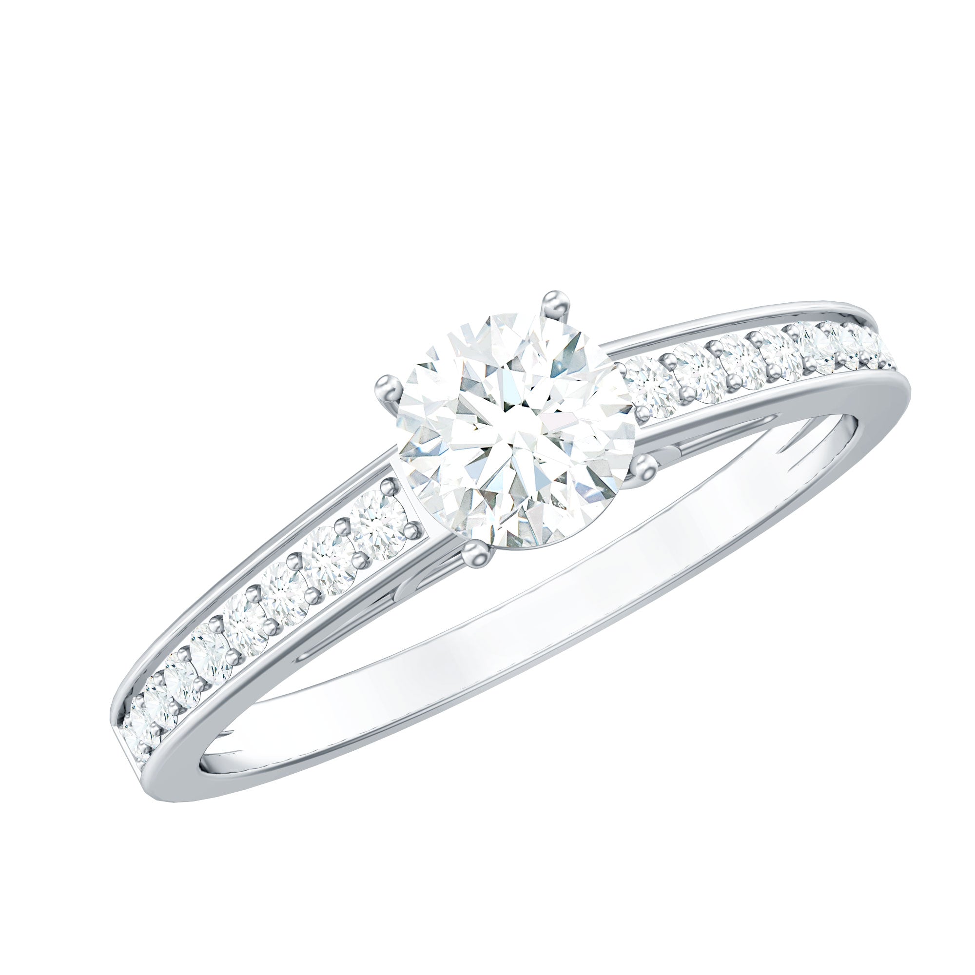 Cubic Zirconia Engagement Ring with Side Stones