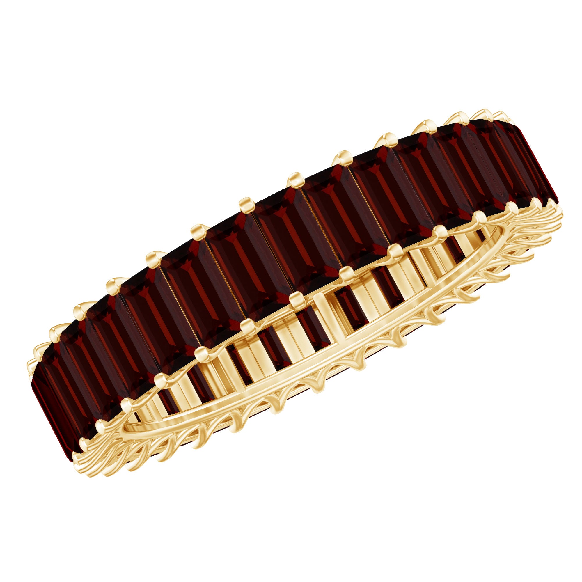 Certified Natural Baguette Garnet Eternity Band Ring AAA - Rosec Jewels