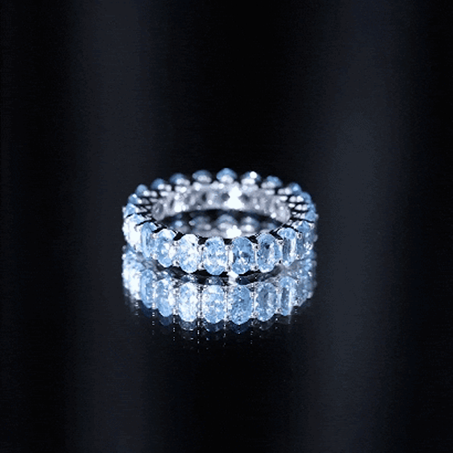 Oval Cut Aquamarine Eternity Wedding Band AAA - Rosec Jewels
