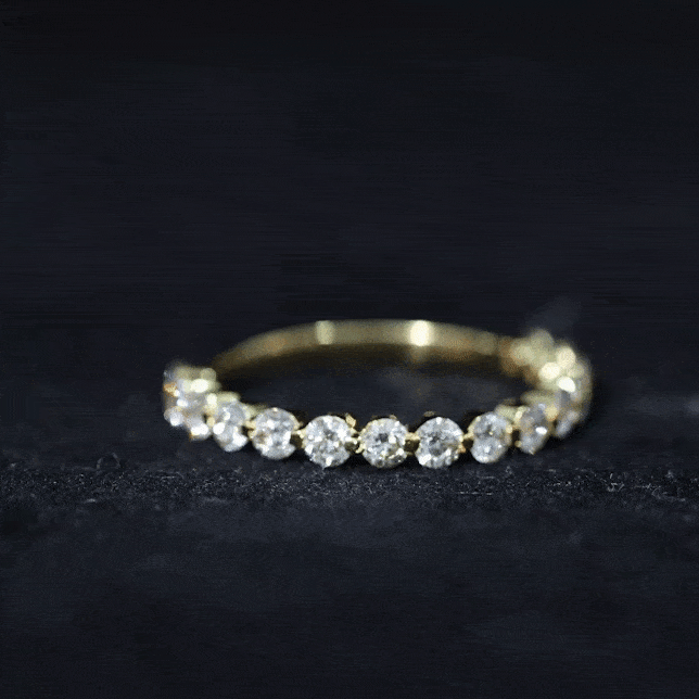 Round Shape Floating Diamond Half Eternity Ring Natural - ( HI-SI ) - Rosec Jewels