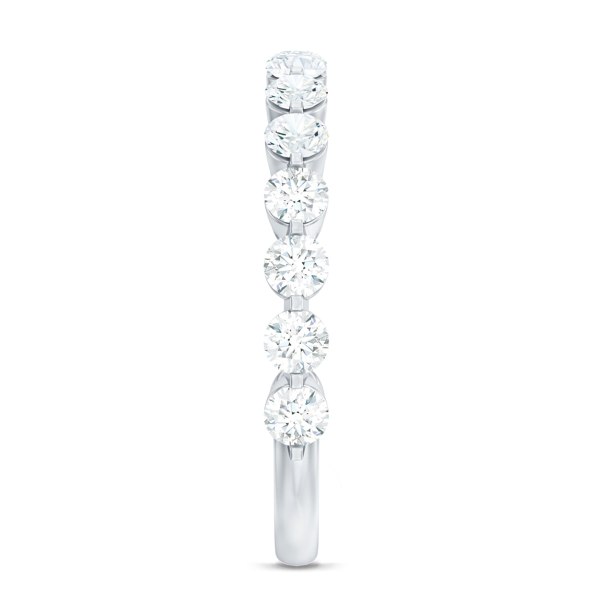 Round Shape Floating Diamond Half Eternity Ring Natural - ( HI-SI ) - Rosec Jewels