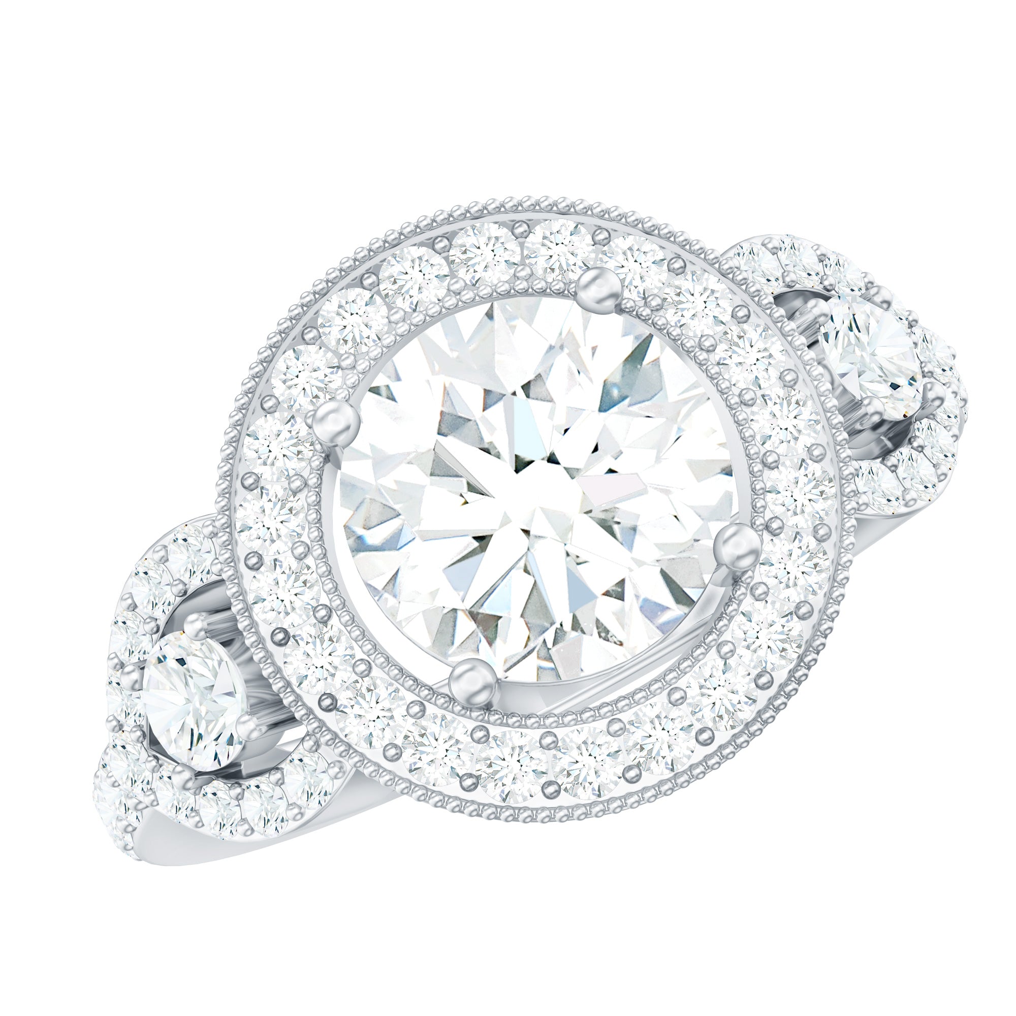 Vintage Style Moissanite Halo Engagement Ring