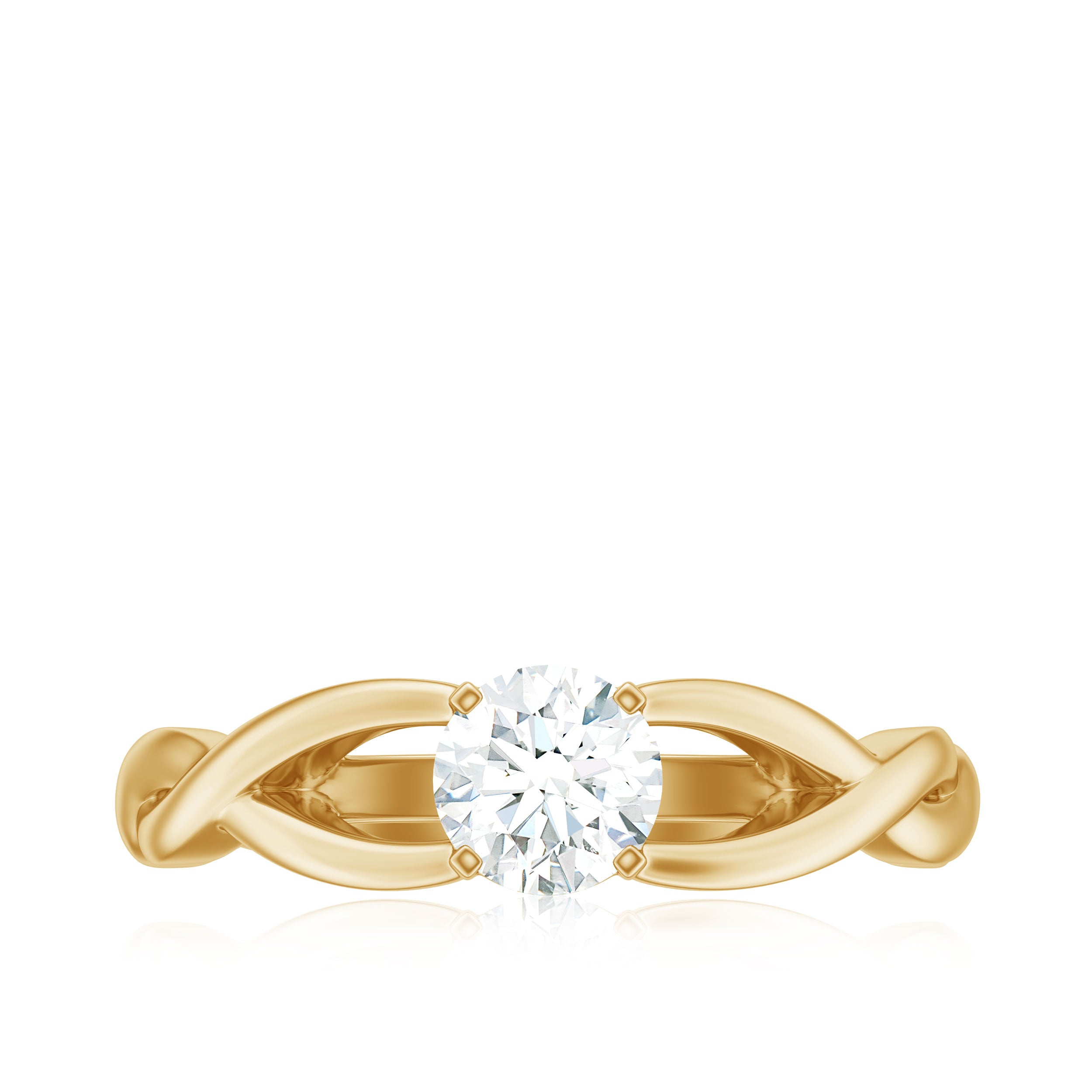 Certified Zircon Solitaire Ring with Crossover Shank AAAA - Rosec Jewels
