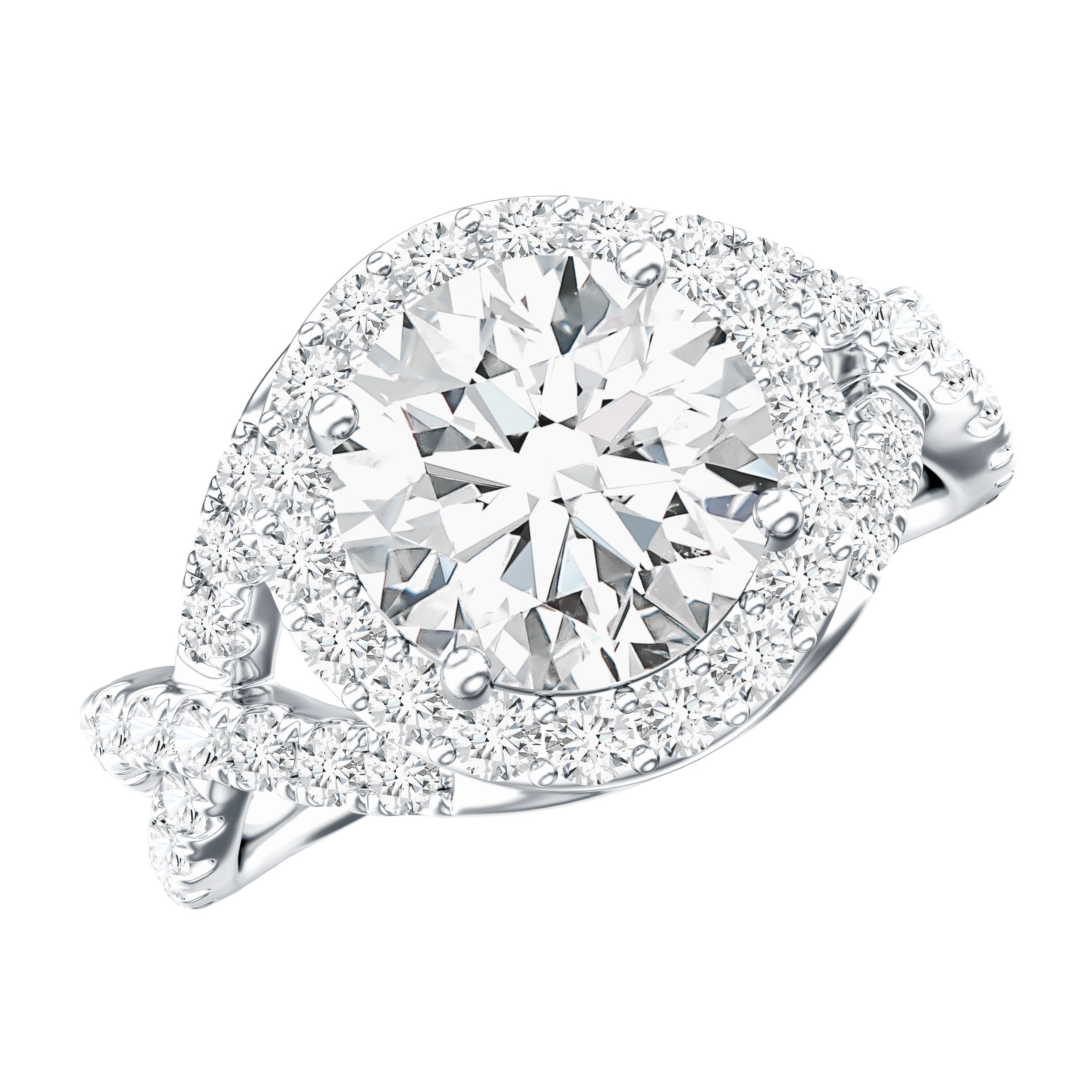 Round Moissanite Crossover Engagement Ring for Women