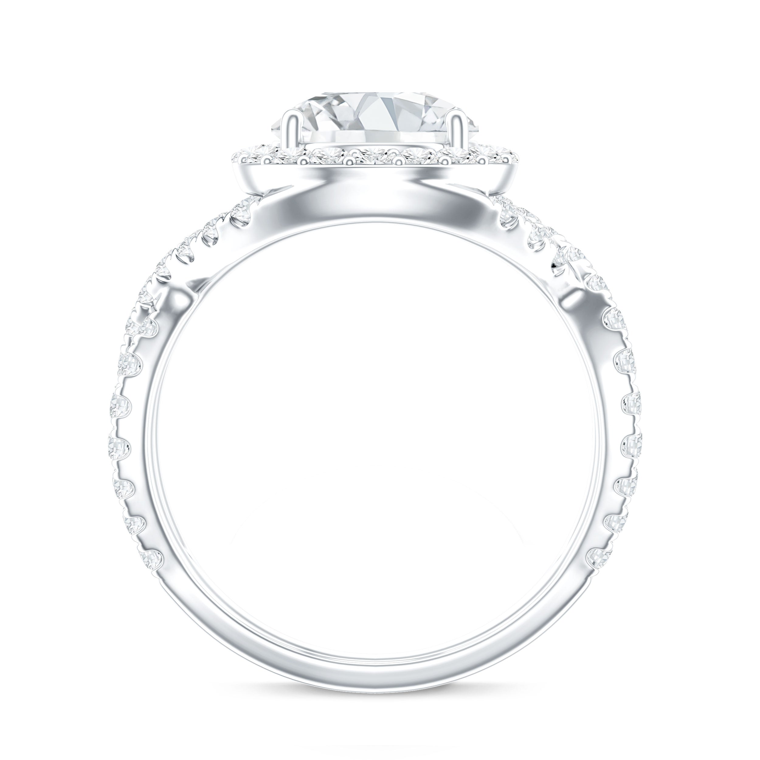 Round Moissanite Crossover Engagement Ring for Women D-VS1 - Rosec Jewels