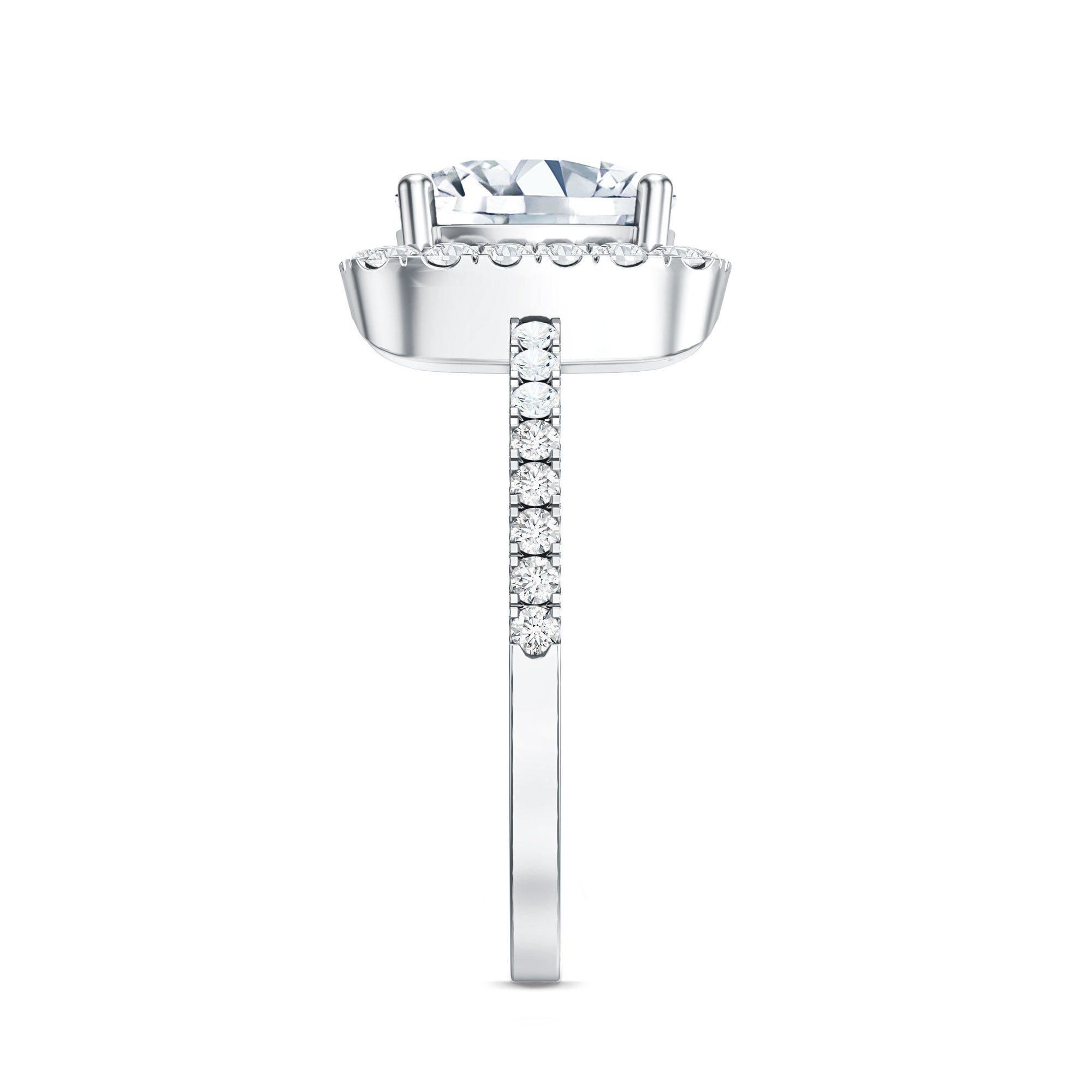 3 Carat Cushion Cut Moissanite Halo Engagement Ring for Women D-VS1 - Rosec Jewels