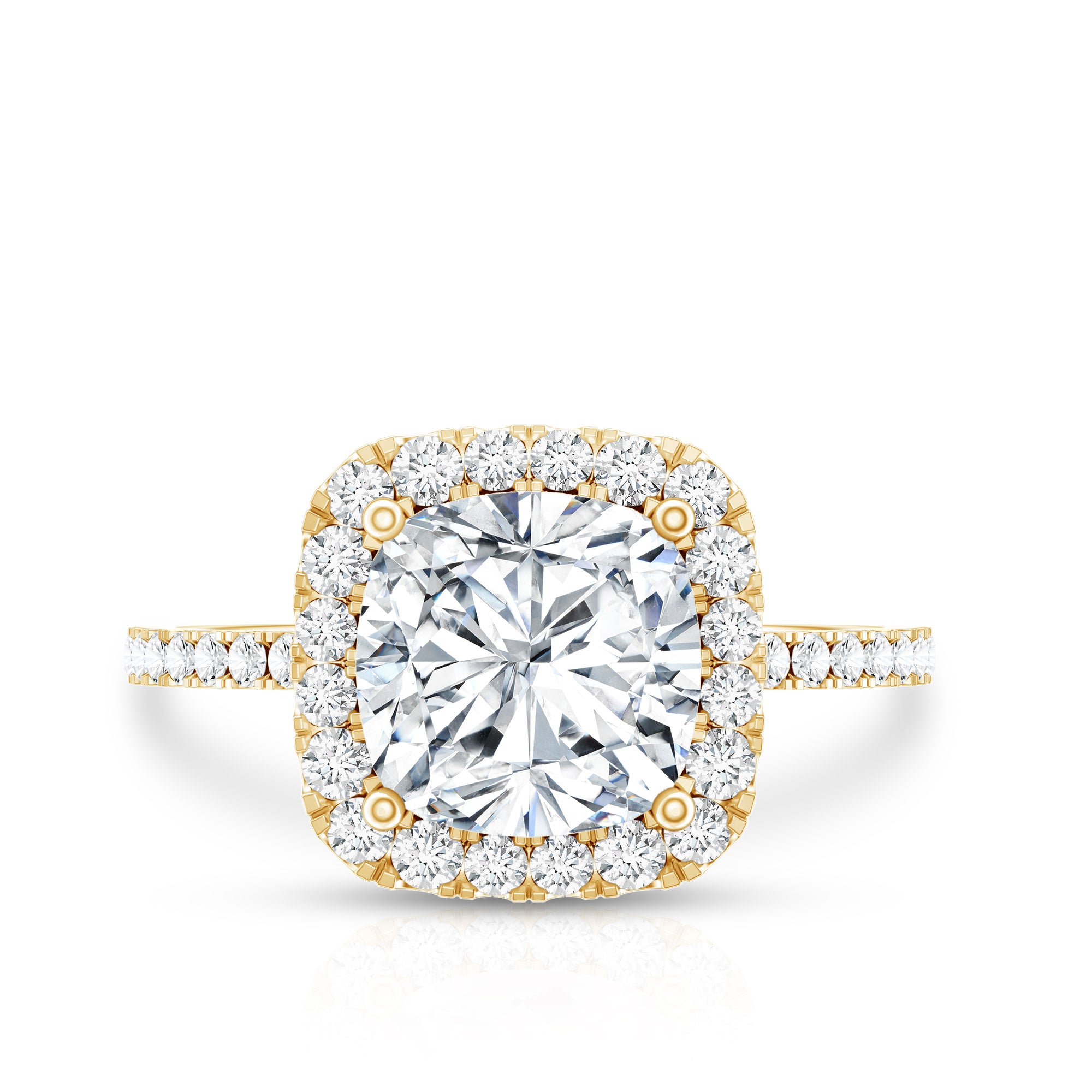 3 Carat Cushion Cut Moissanite Halo Engagement Ring for Women D-VS1 - Rosec Jewels