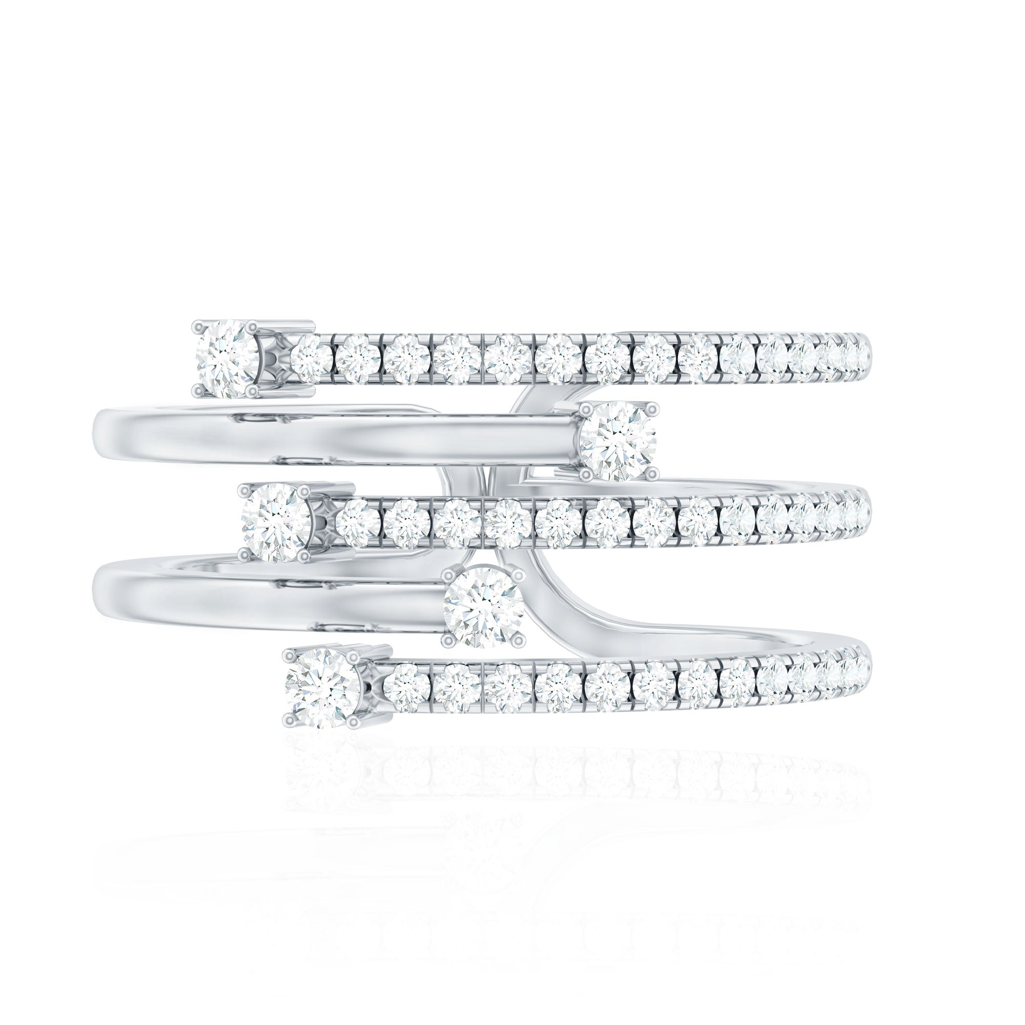 Certified Diamond Cocktail Wrap Ring Natural - ( HI-SI ) - Rosec Jewels