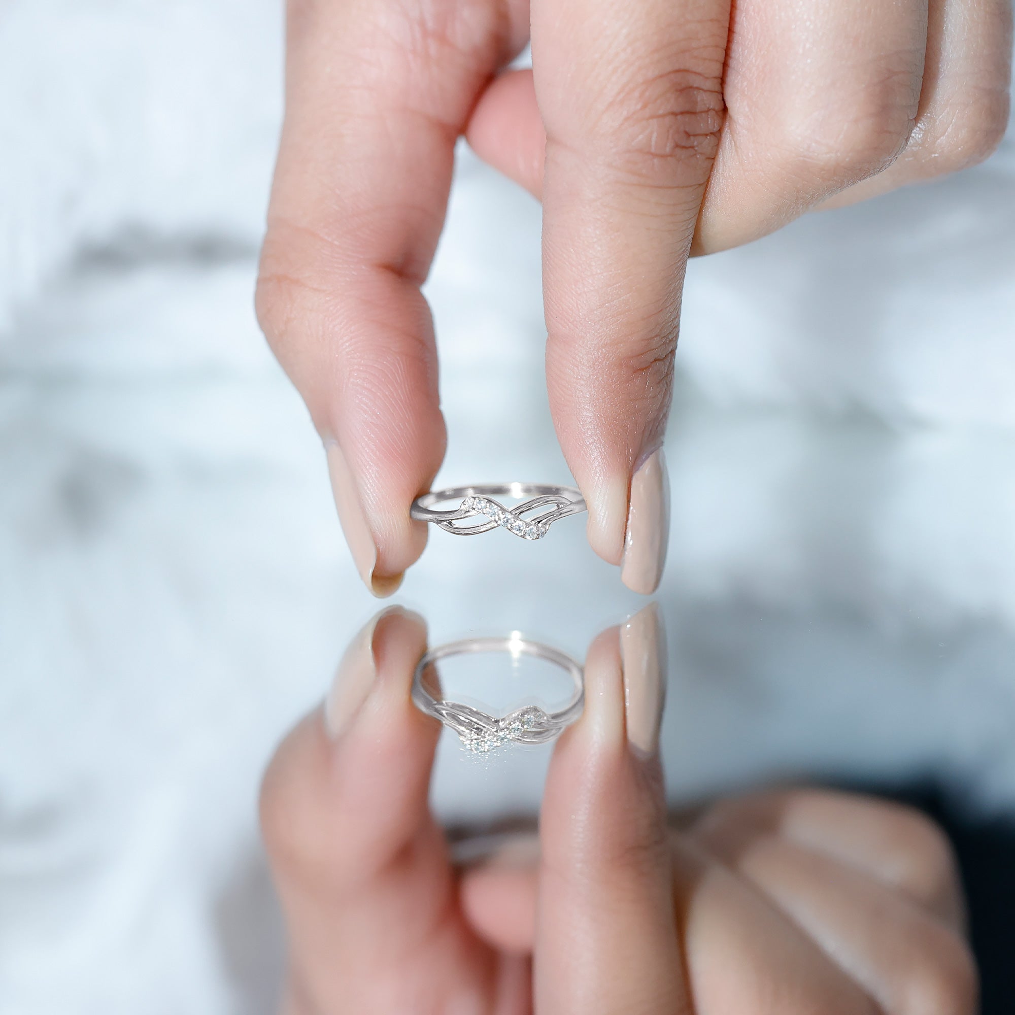 Certified Diamond Infinity Promise Ring For Her Natural - ( HI-SI ) - Rosec Jewels