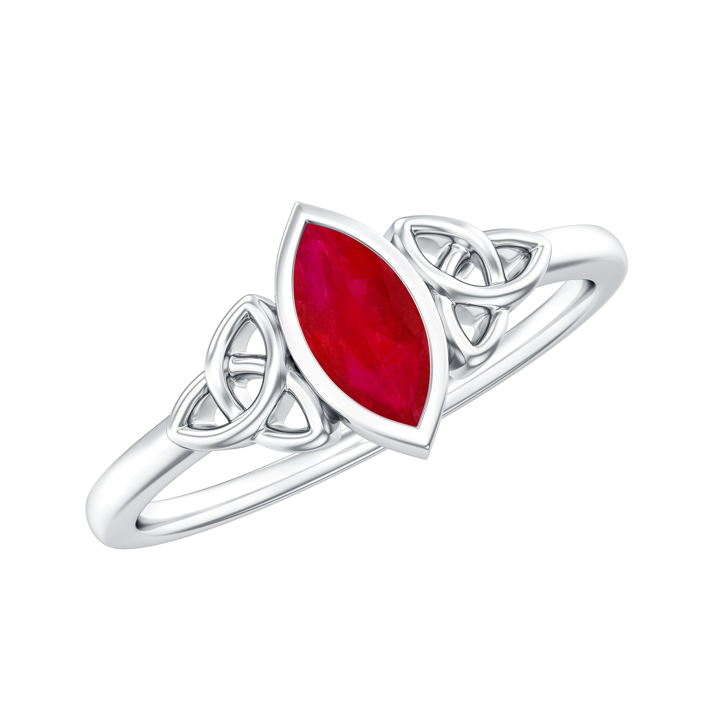 Natural Marquise Ruby Promise Ring with Celtic Knot AAA - Rosec Jewels