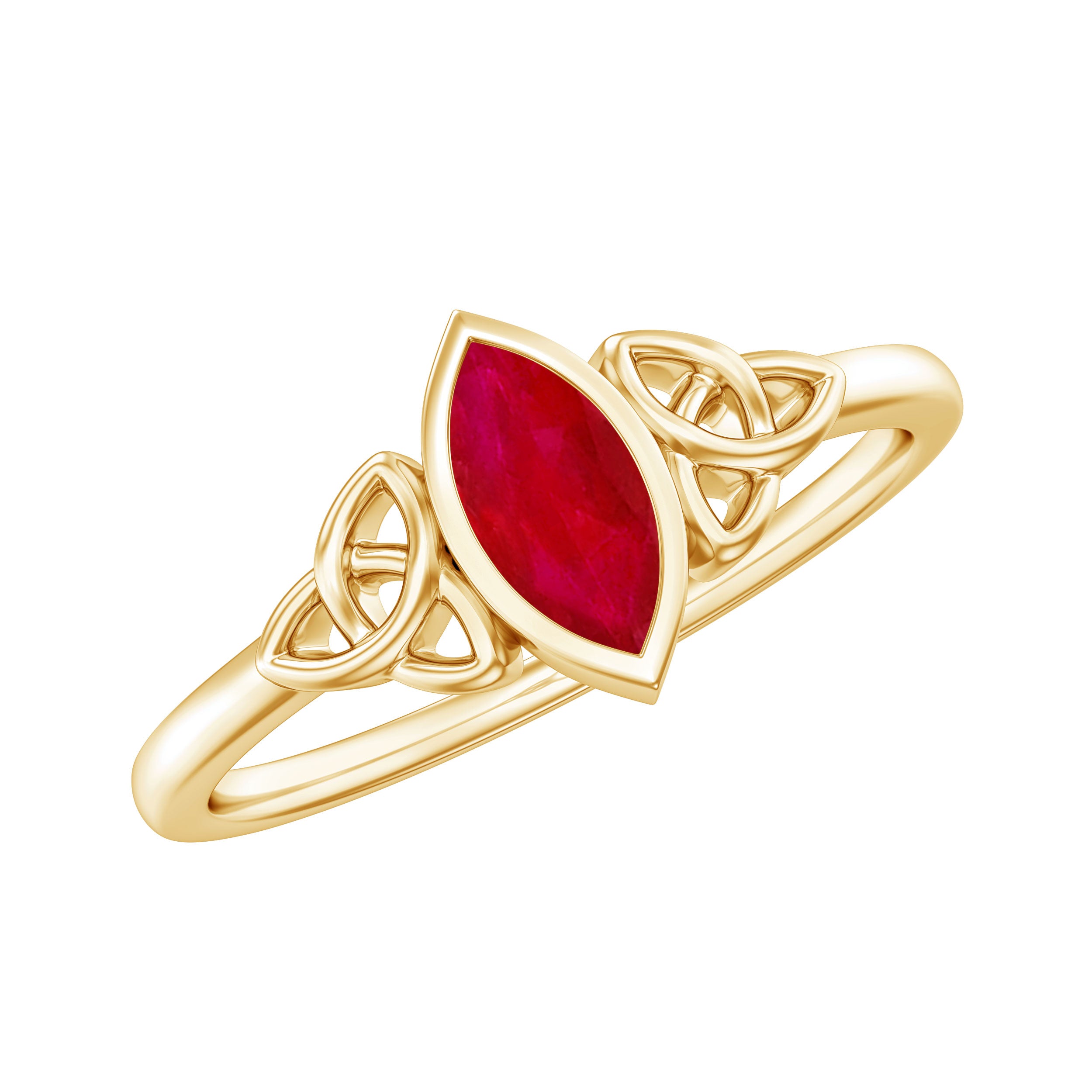 Natural Marquise Ruby Promise Ring with Celtic Knot AAA - Rosec Jewels