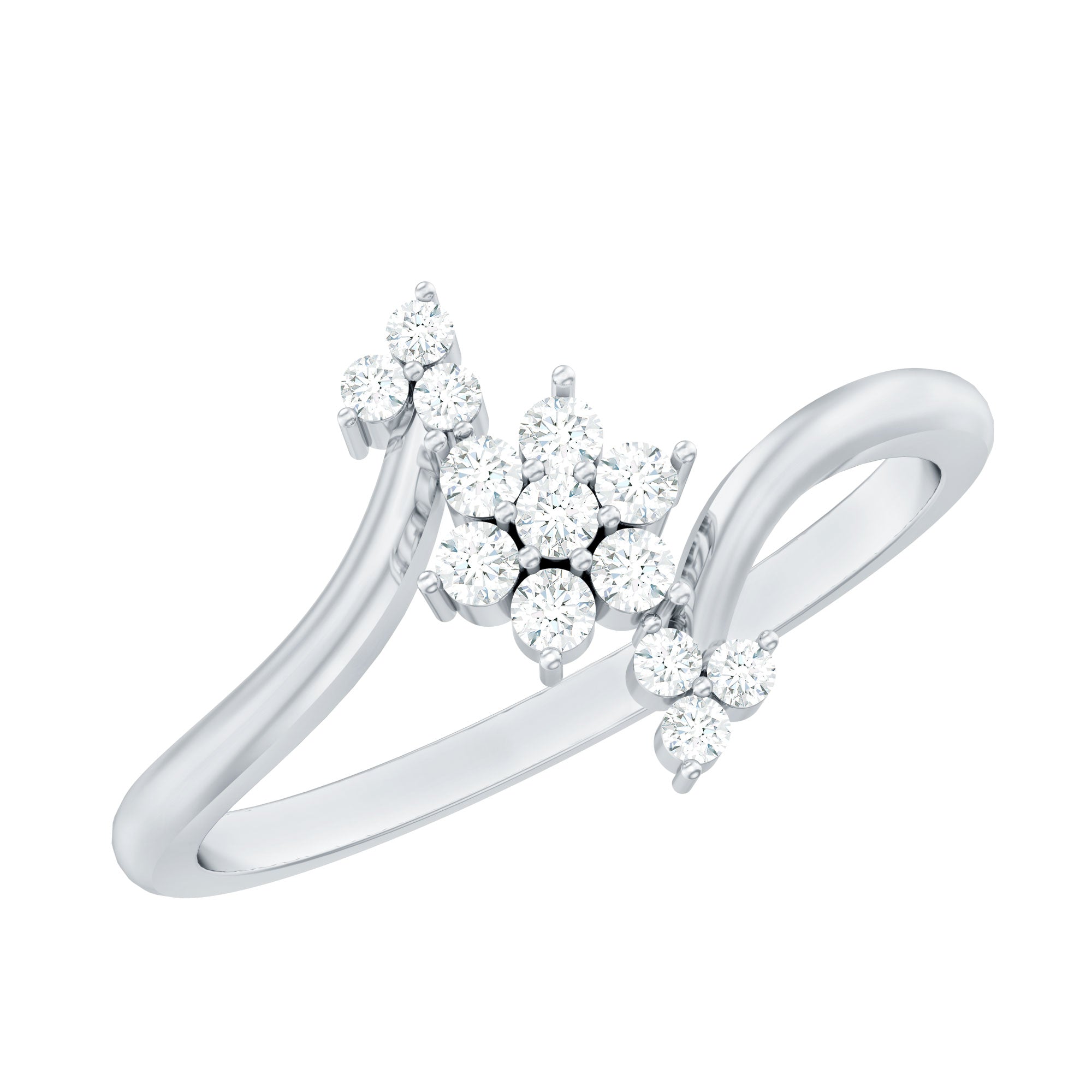 Round Cut Diamond Floral Promise Ring