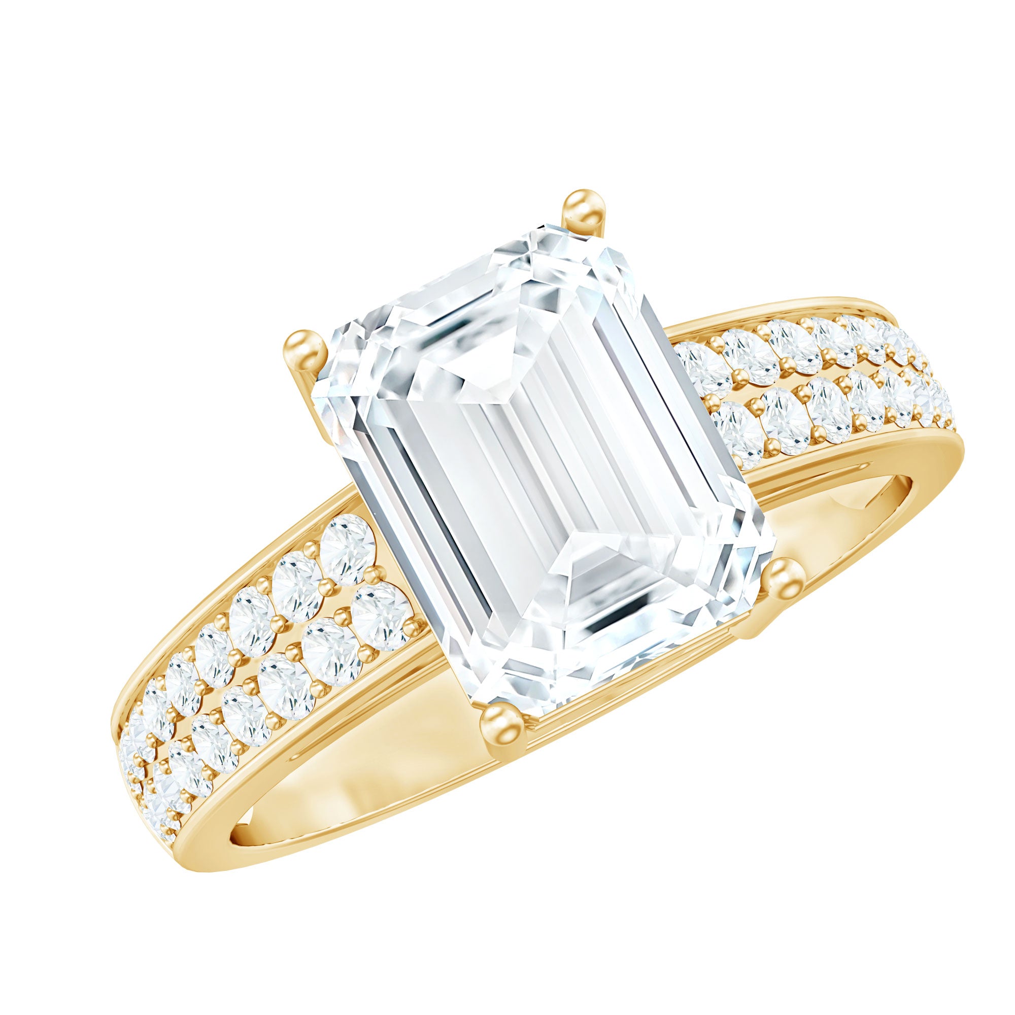 Emerald Cut Moissanite Big Engagement Ring D-VS1 - Rosec Jewels