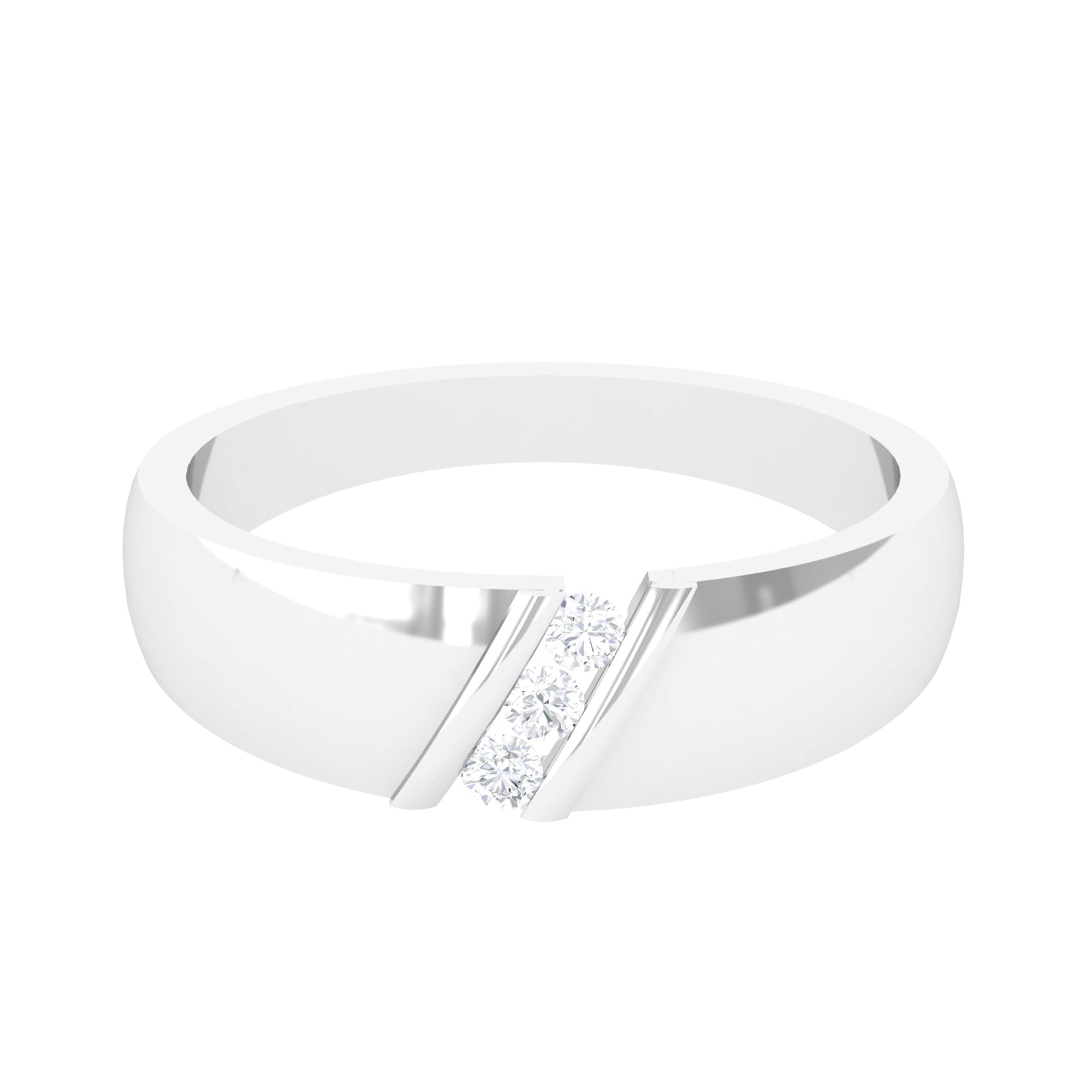 Tension Mount Set Three Stone Diamond Band Ring