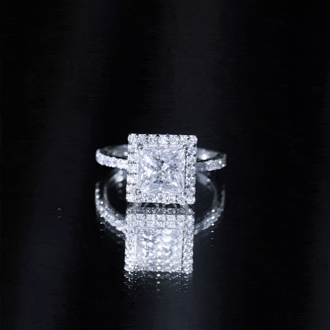 3 CT Princess Cut Moissanite Halo Engagement Ring D-VS1 - Rosec Jewels