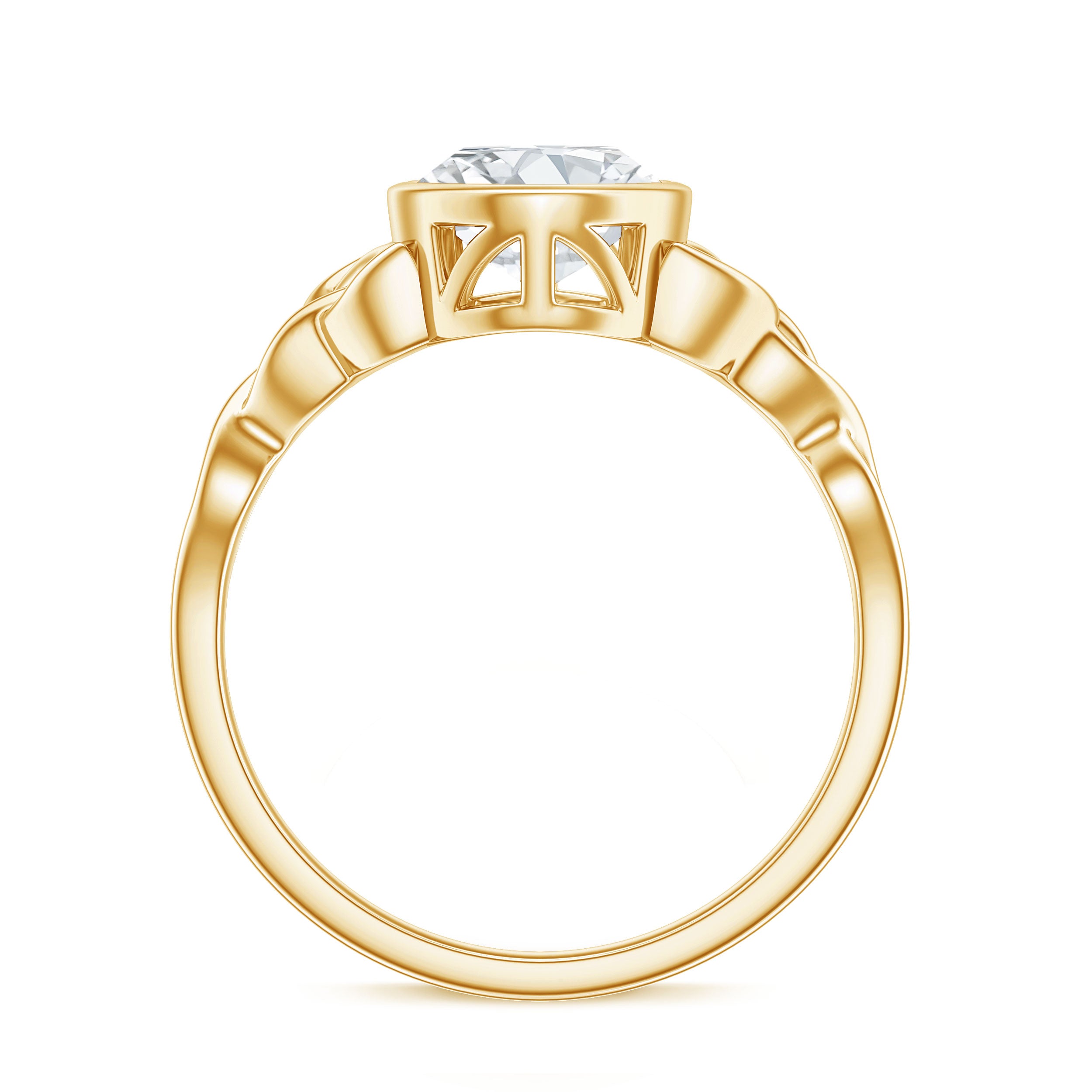 Solitaire Moissanite Celtic Engagement Ring in Bezel Setting D-VS1 - Rosec Jewels
