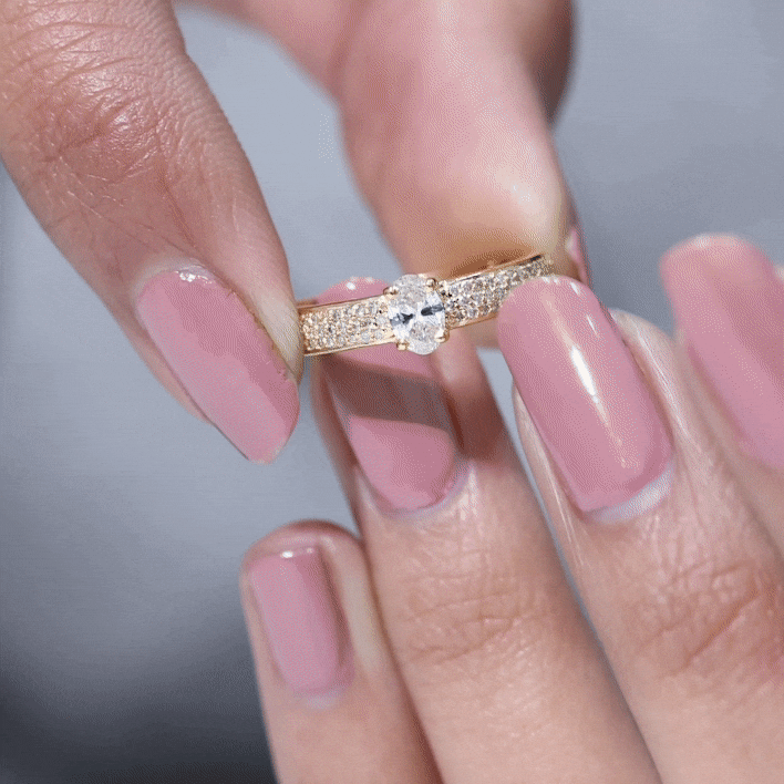 Oval Cut Diamond Classic Engagement Ring Natural - ( HI-SI ) - Rosec Jewels