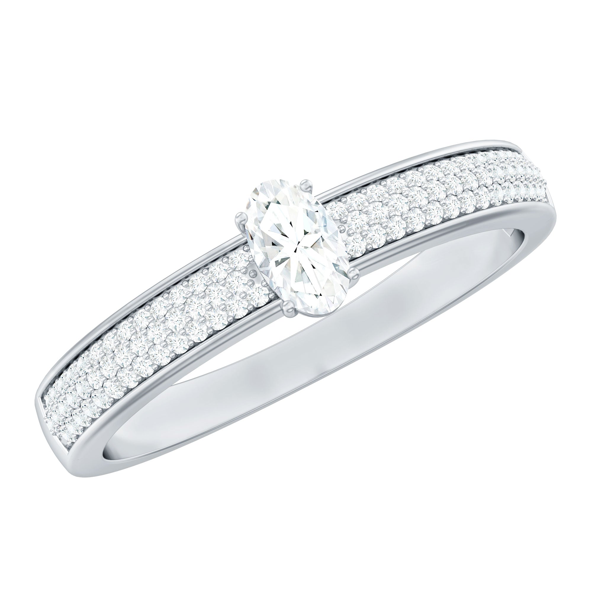 Oval Cut Diamond Classic Engagement Ring Natural - ( HI-SI ) - Rosec Jewels