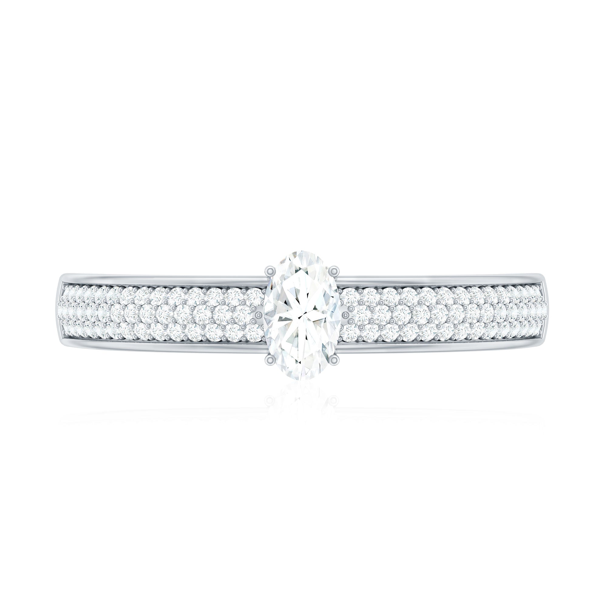 Oval Cut Diamond Classic Engagement Ring Natural - ( HI-SI ) - Rosec Jewels