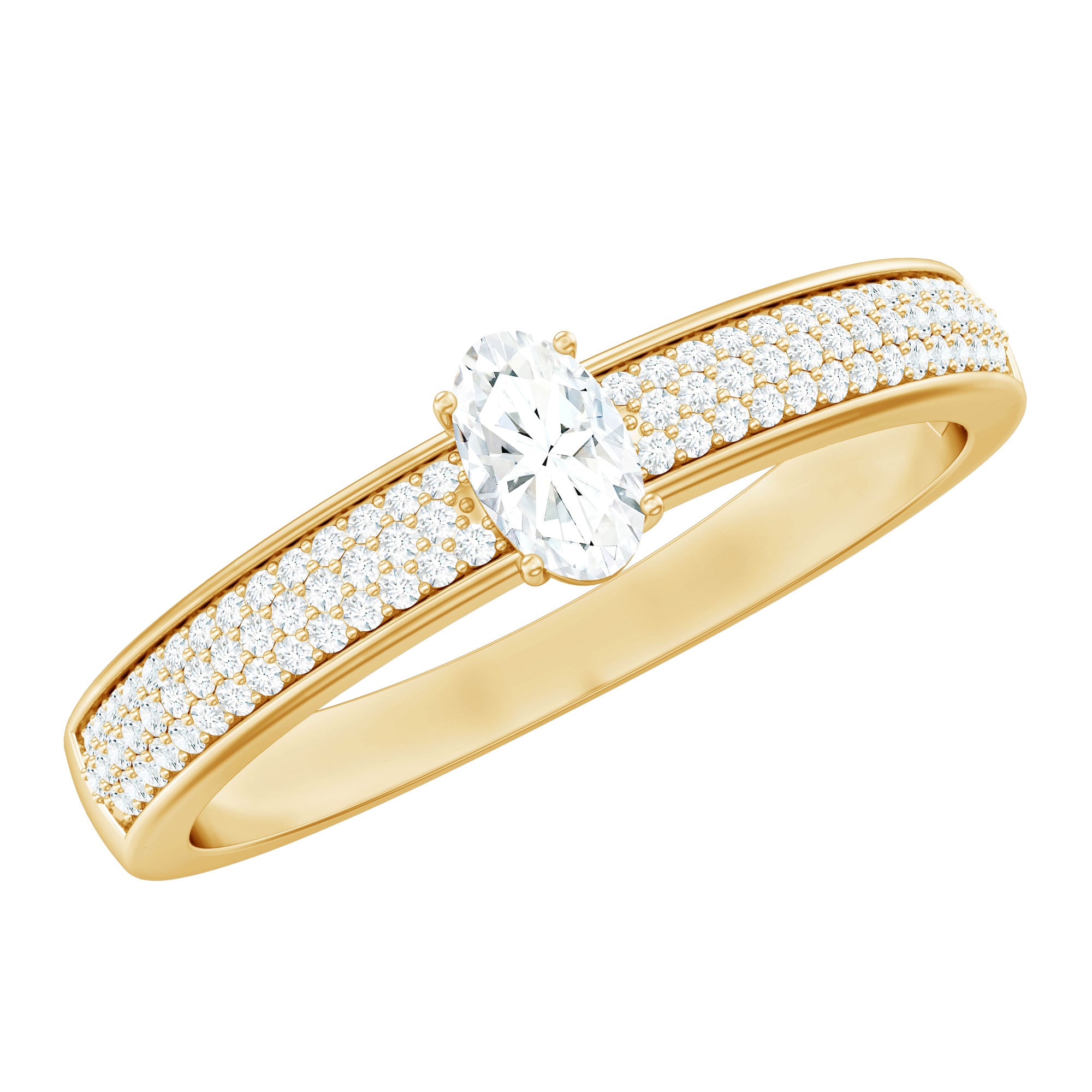 Oval Cut Diamond Classic Engagement Ring Natural - ( HI-SI ) - Rosec Jewels