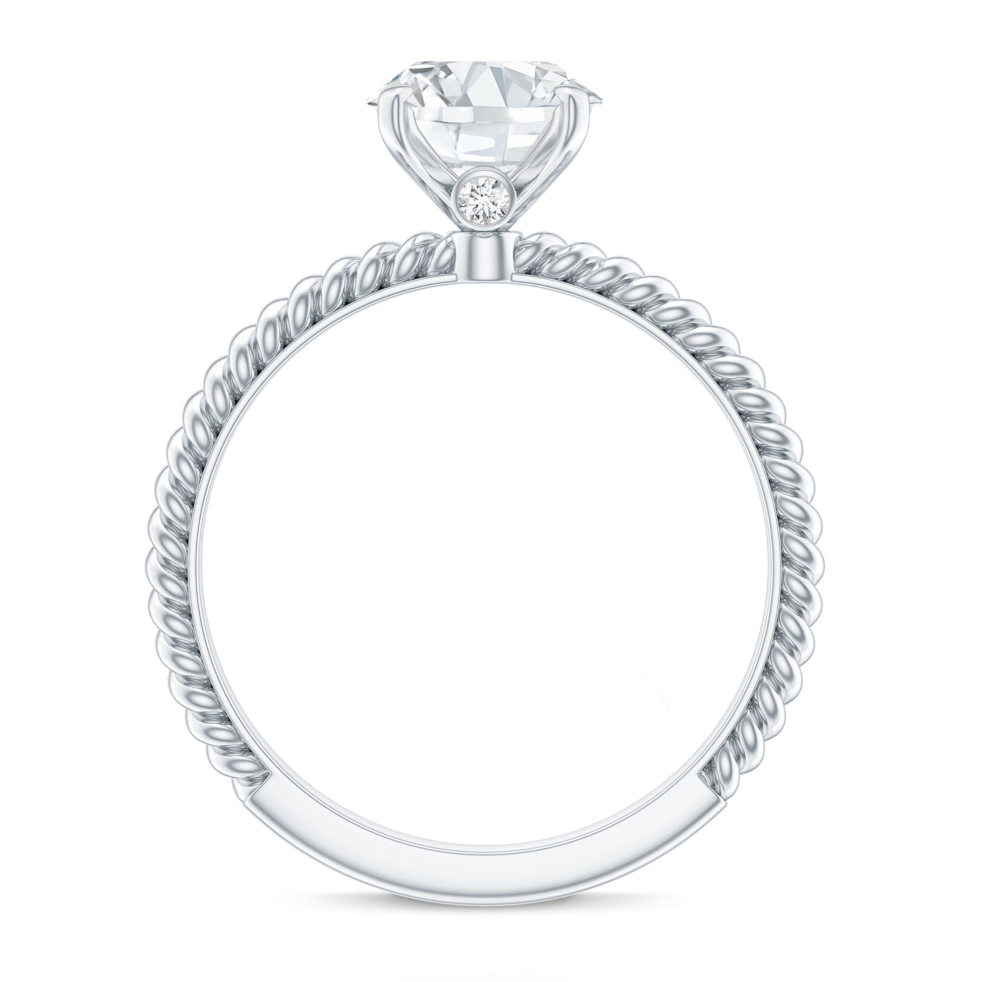 Oval Shape Moissanite Solitaire Engagement Ring with Twisted Rope D-VS1 - Rosec Jewels
