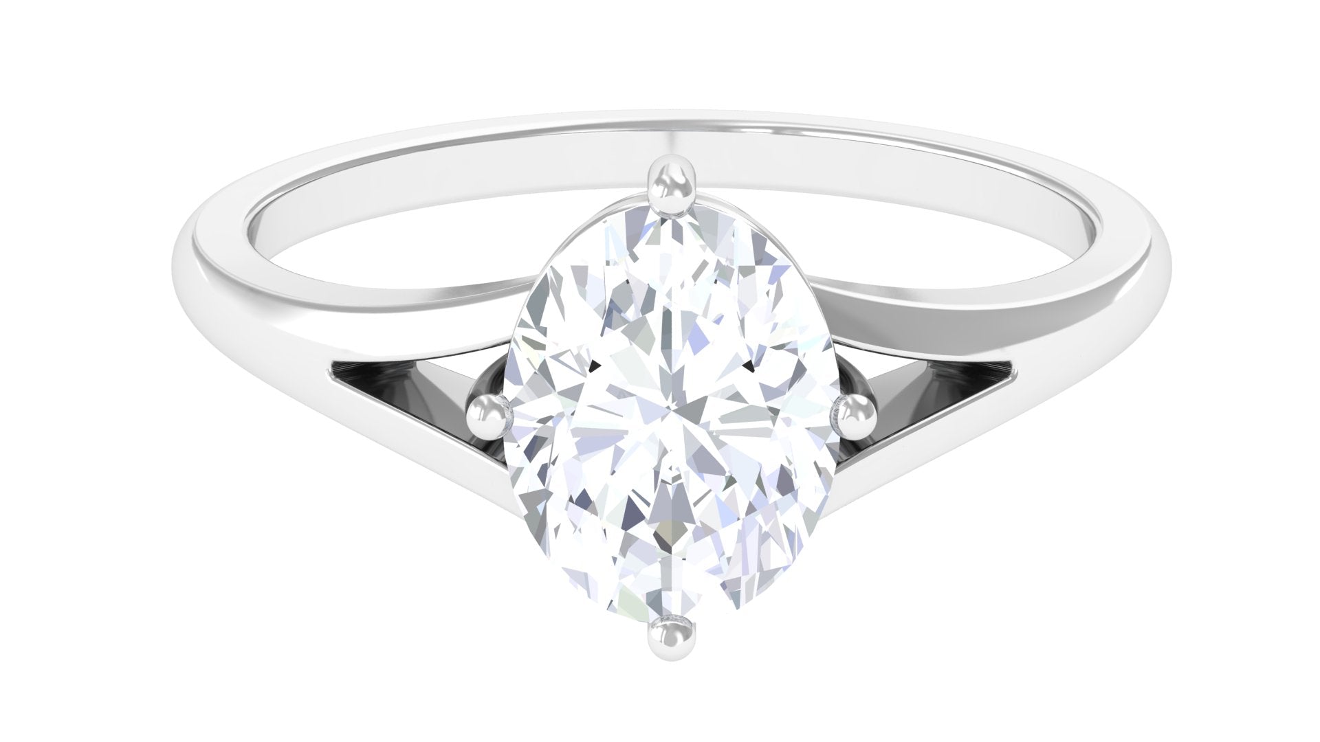 Oval Cut Moissanite Solitaire Engagement Ring in Split Shank
