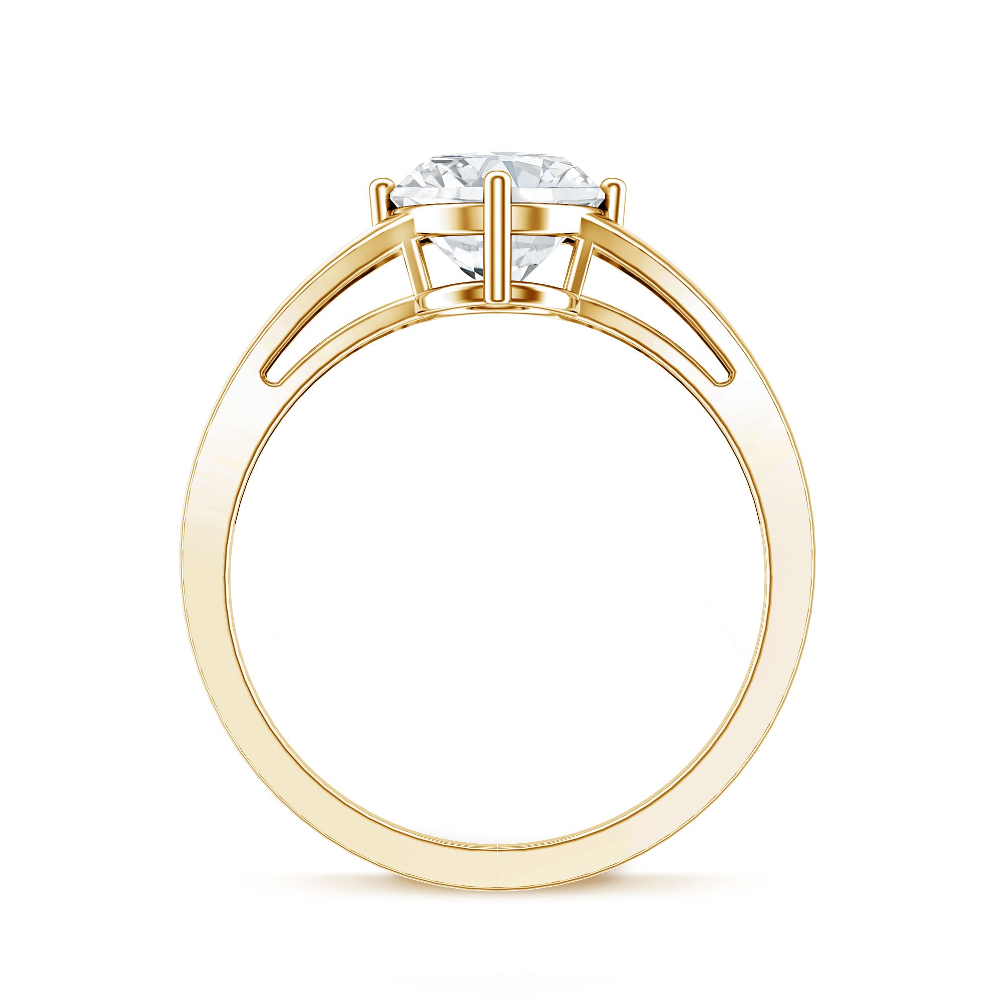 Oval Cut Moissanite Solitaire Engagement Ring in Split Shank D-VS1 - Rosec Jewels