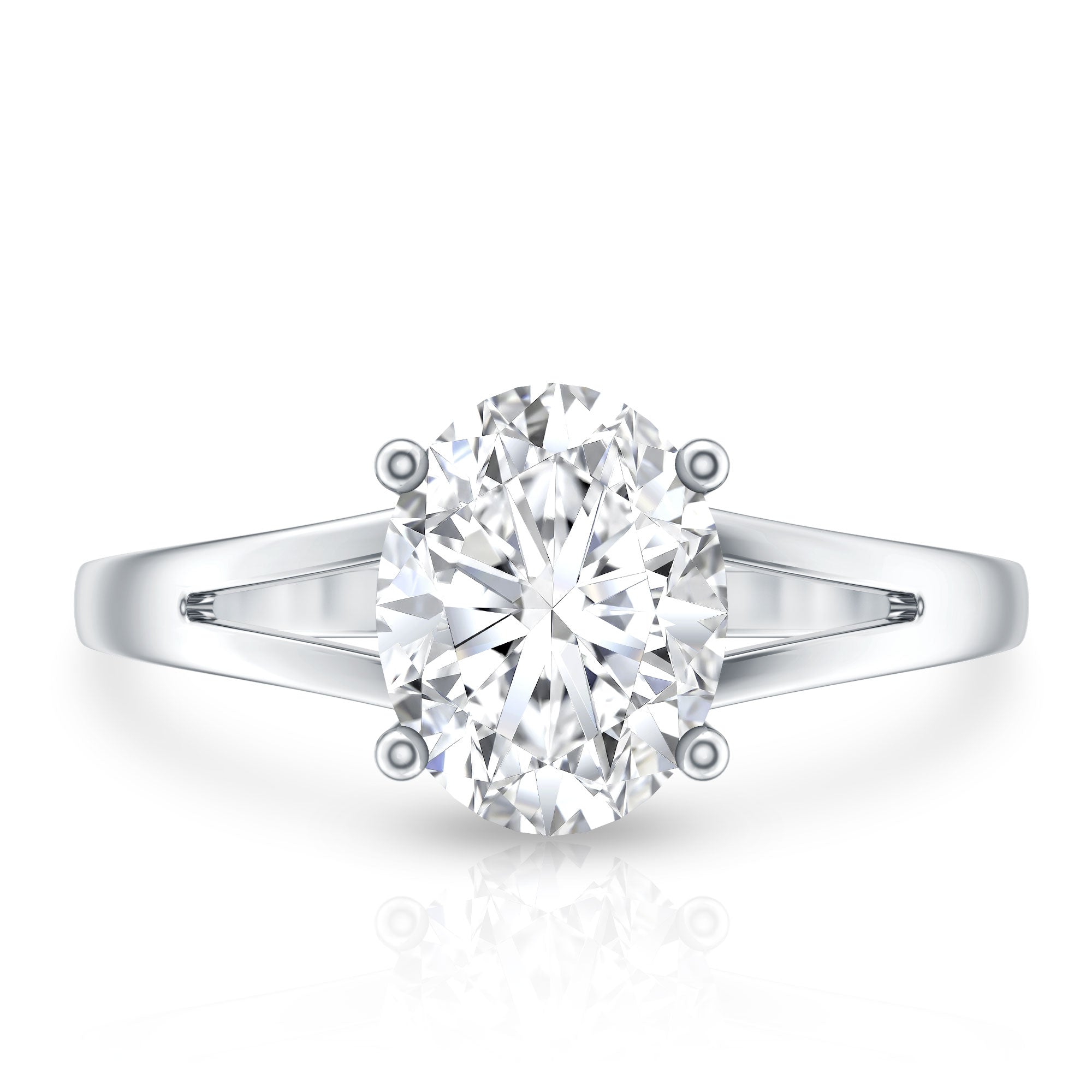 Rosec Jewels-Solitaire Oval Cut Moissanite Split Shank Engagement Ring