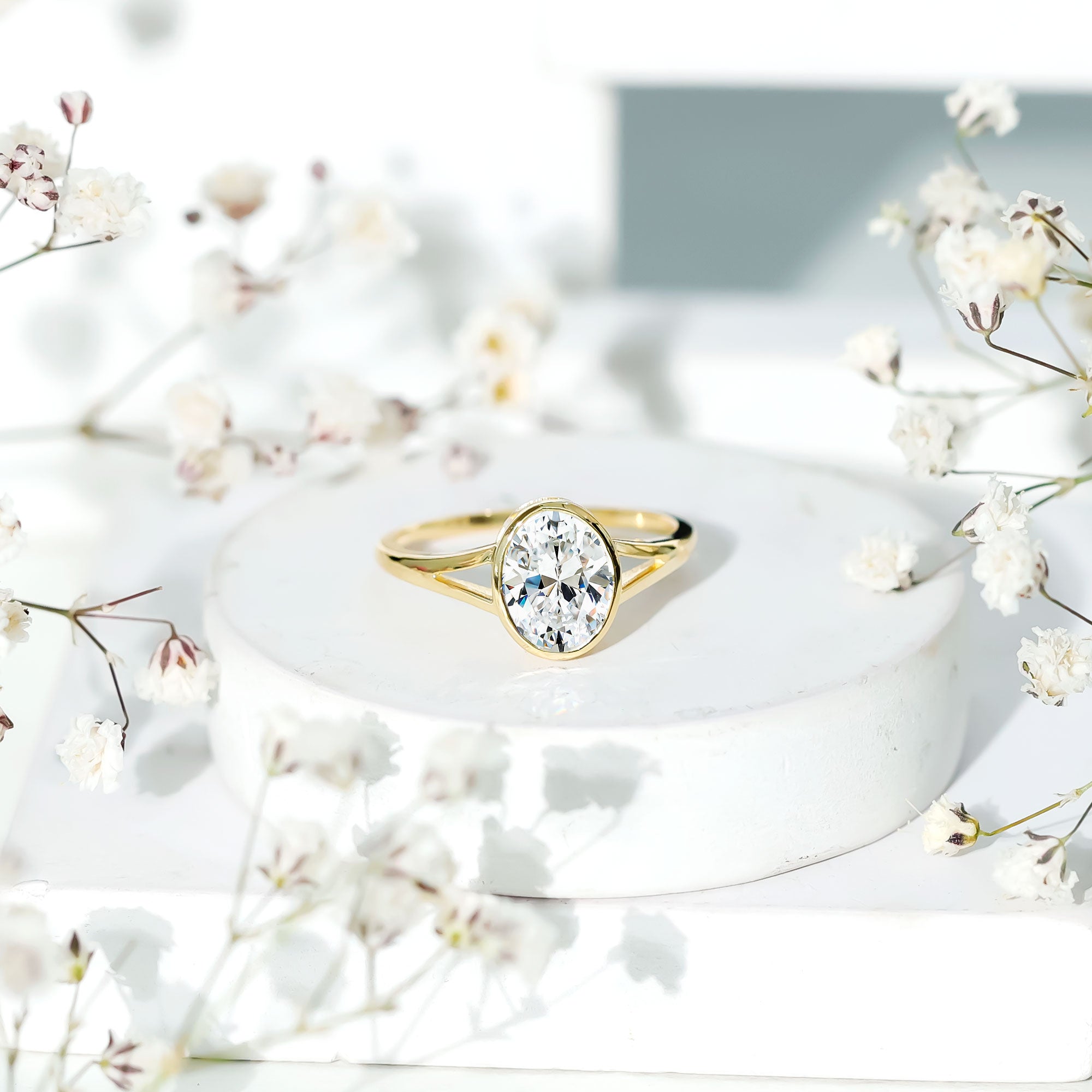 Certified 7X9 MM Oval Moissanite Solitaire Engagement Ring D-VS1 - Rosec Jewels