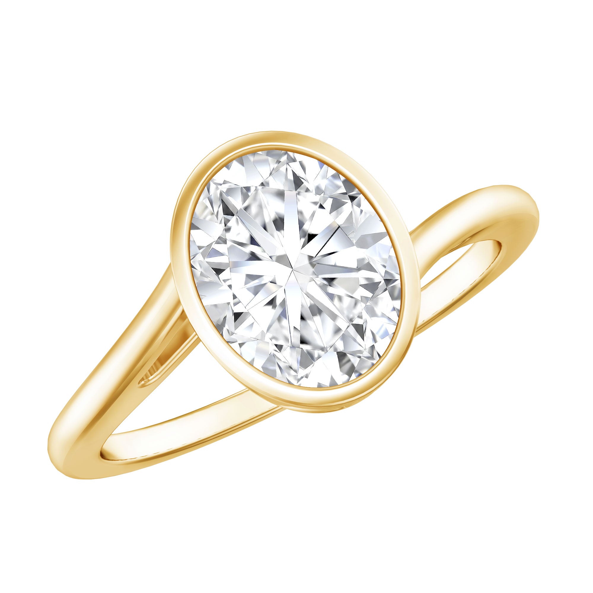 Solitaire 7X9 MM Moissanite Oval Engagement Ring with Bypass Shank D-VS1 - Rosec Jewels