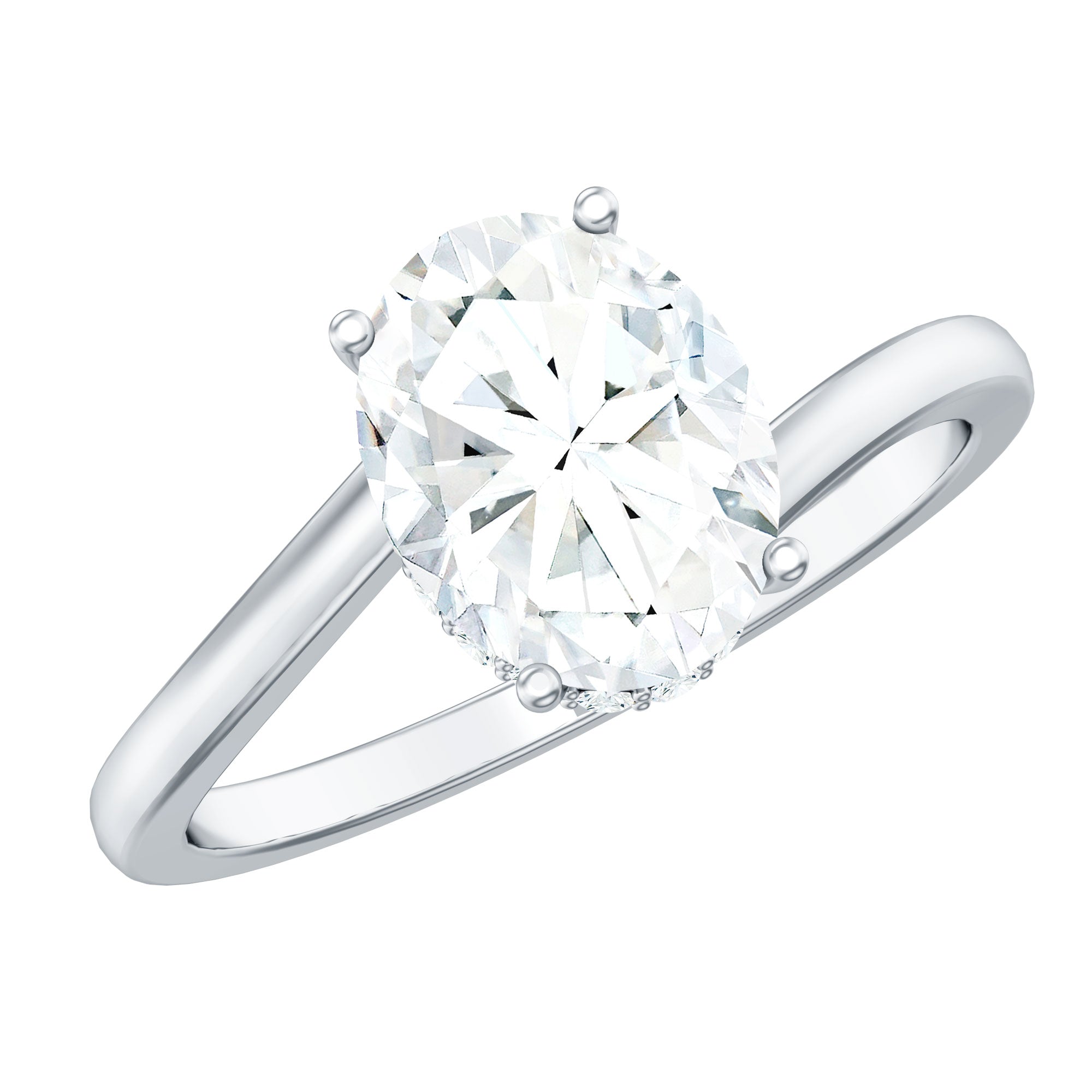 Oval Cut Solitaire Moissanite Bypass Engagement Ring
