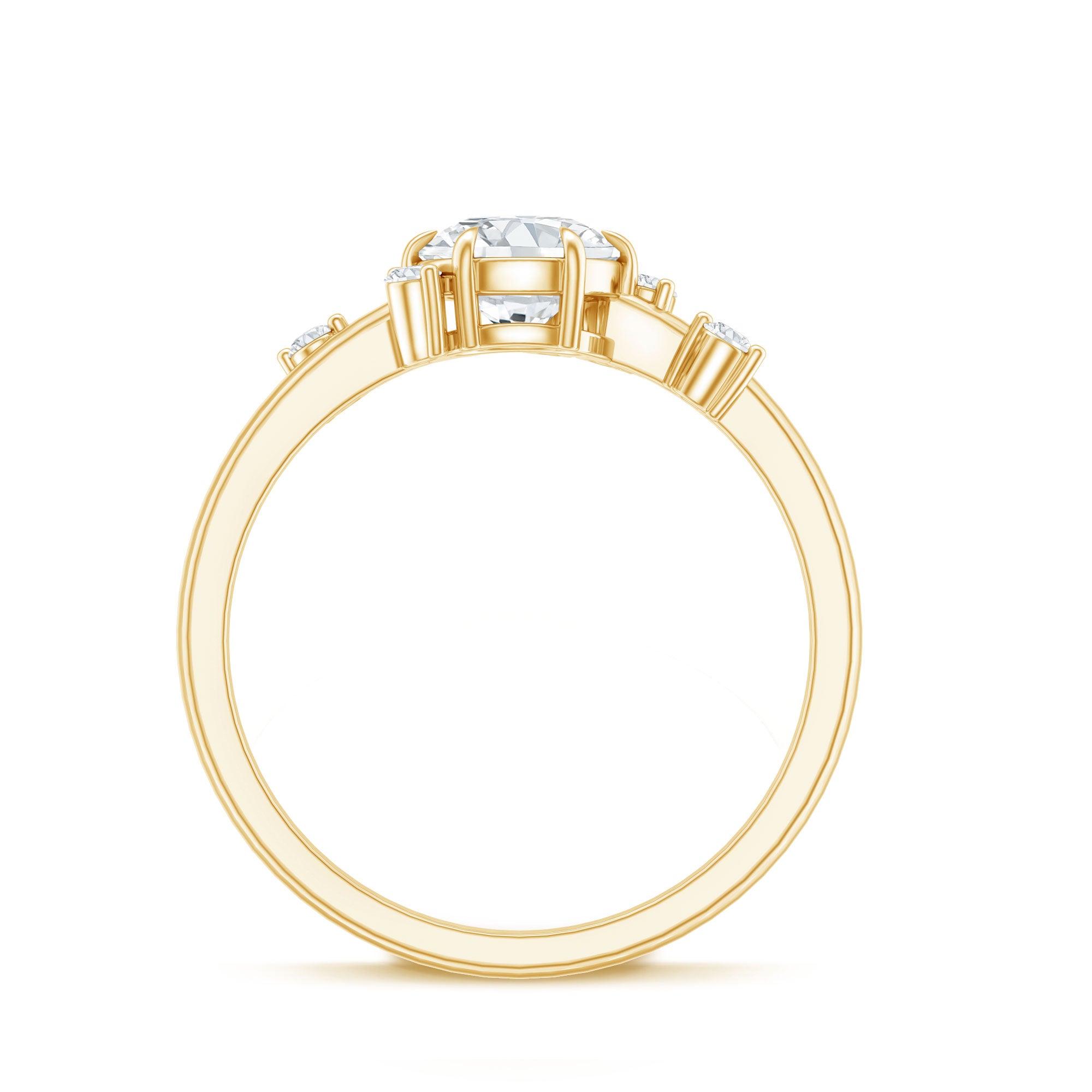 Rosec Jewels-Round Cut Scatter Moissanite Unique Engagement Ring