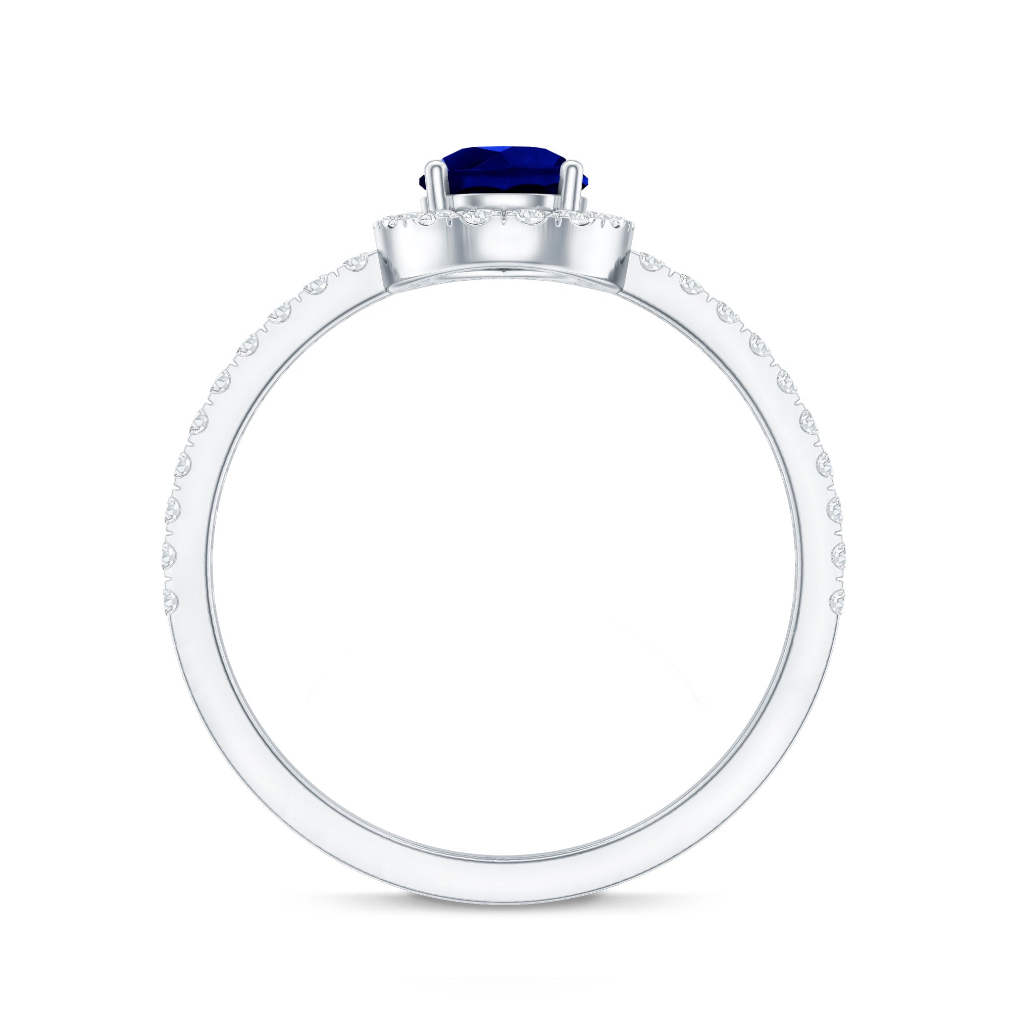 Certified 1.6 Carat Lab Grown Blue Sapphire Teardrop Engagement Ring with Diamond Halo AAAA - Rosec Jewels