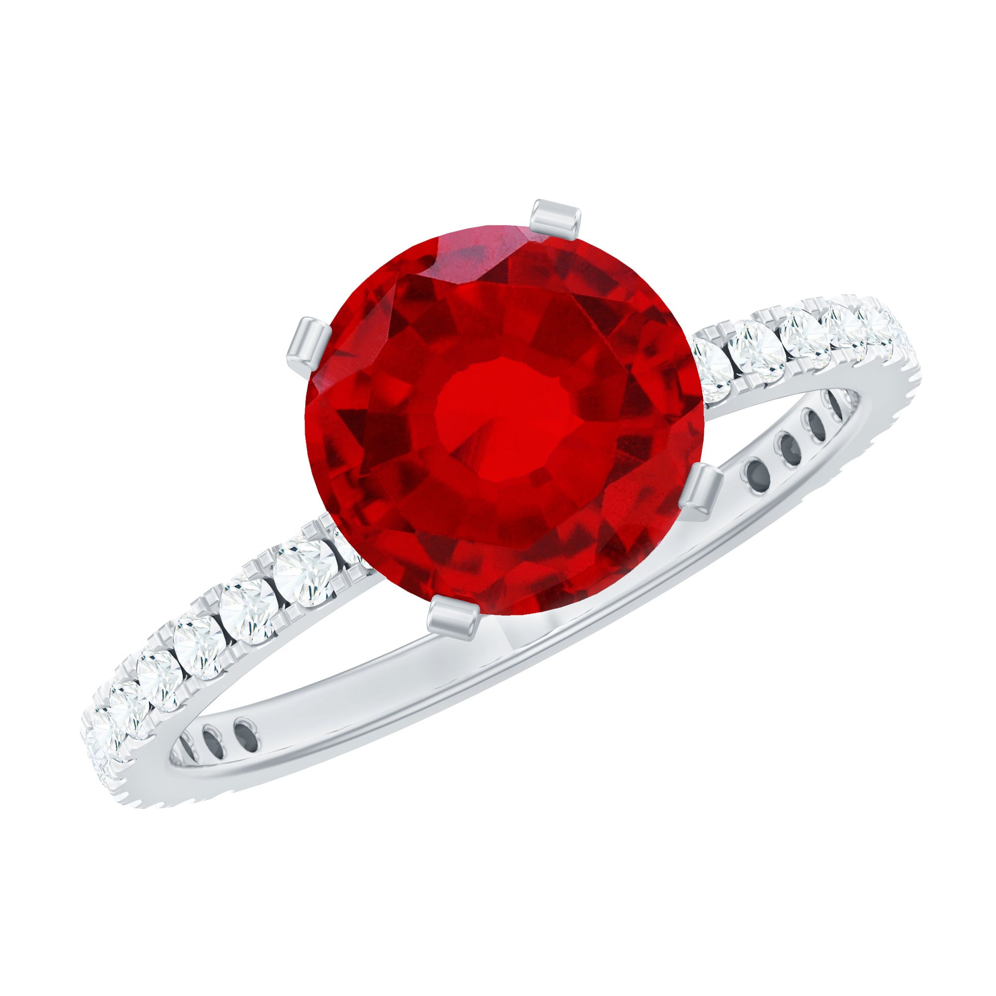 Peg Head Set Lab Grown Ruby Solitaire Engagement Ring
