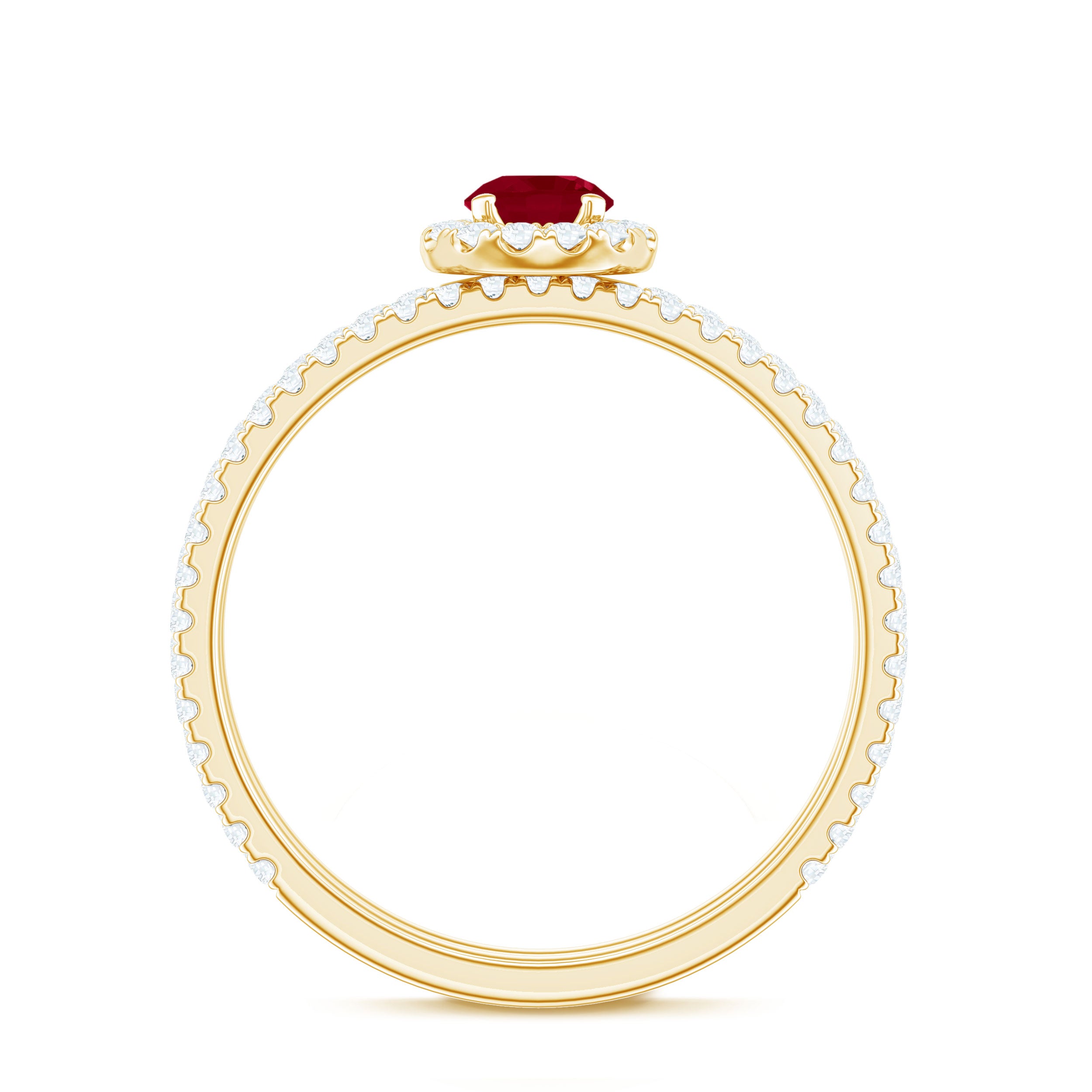Natural Ruby Wedding Engagement Ring Set with Diamond AAA - Rosec Jewels