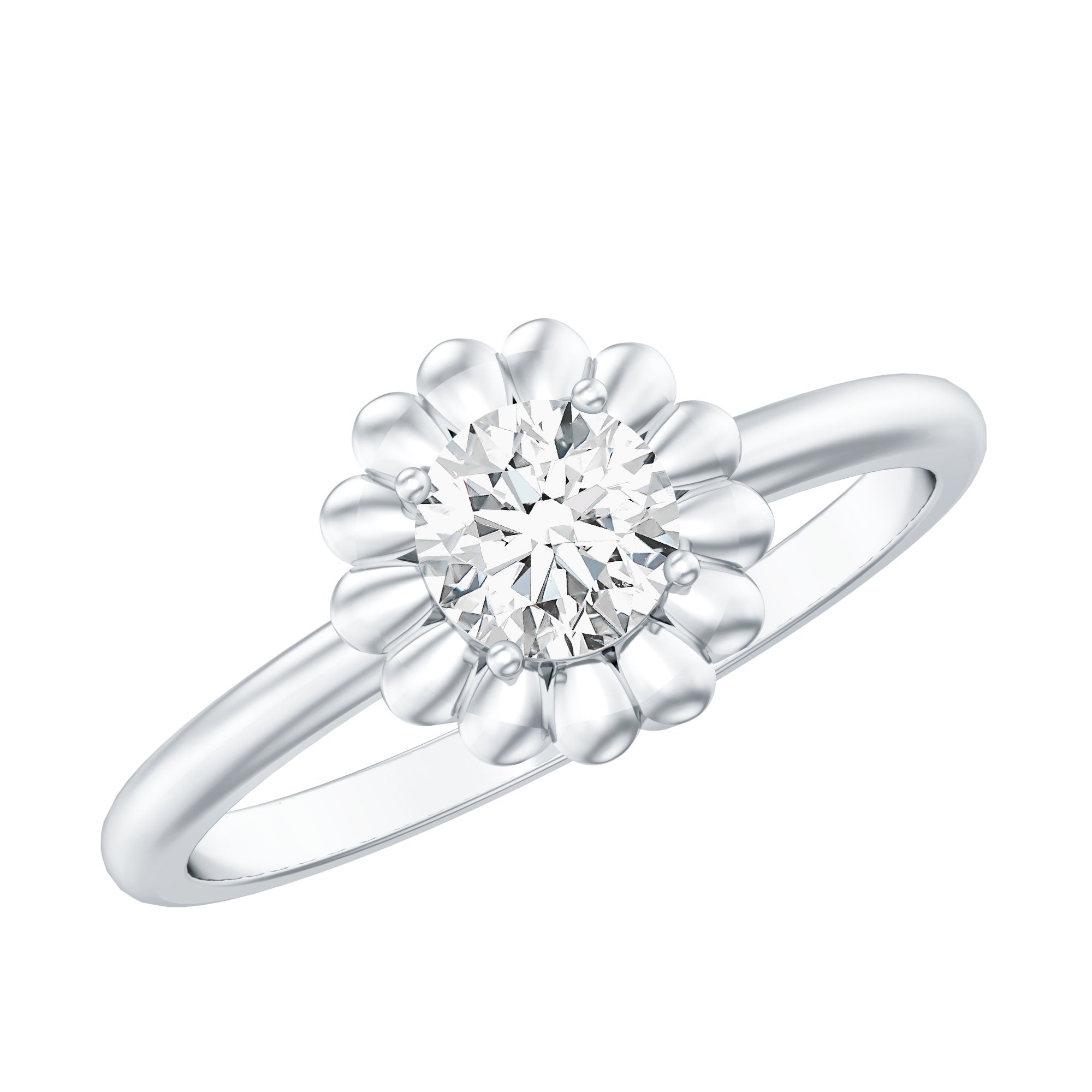 Brilliant Cut Moissanite Flower Promise Ring with Certificate D-VS1 - Rosec Jewels