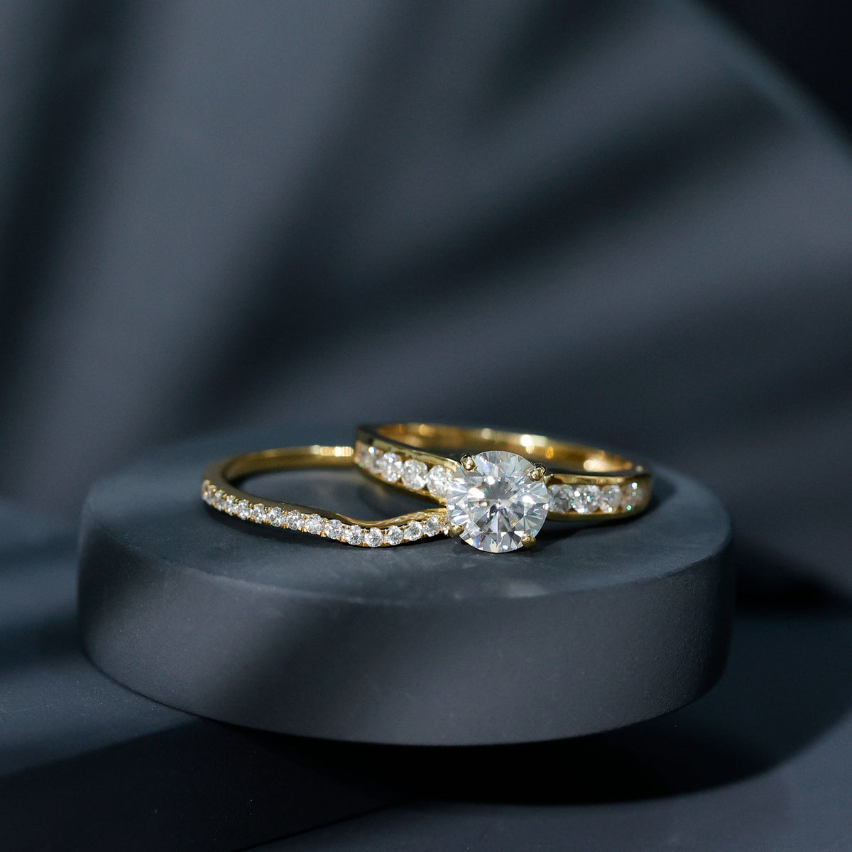 2 Carat Lab Grown Diamond Wedding Engagement Ring Set IGI Certified Lab - ( E-VS1 ) - Rosec Jewels