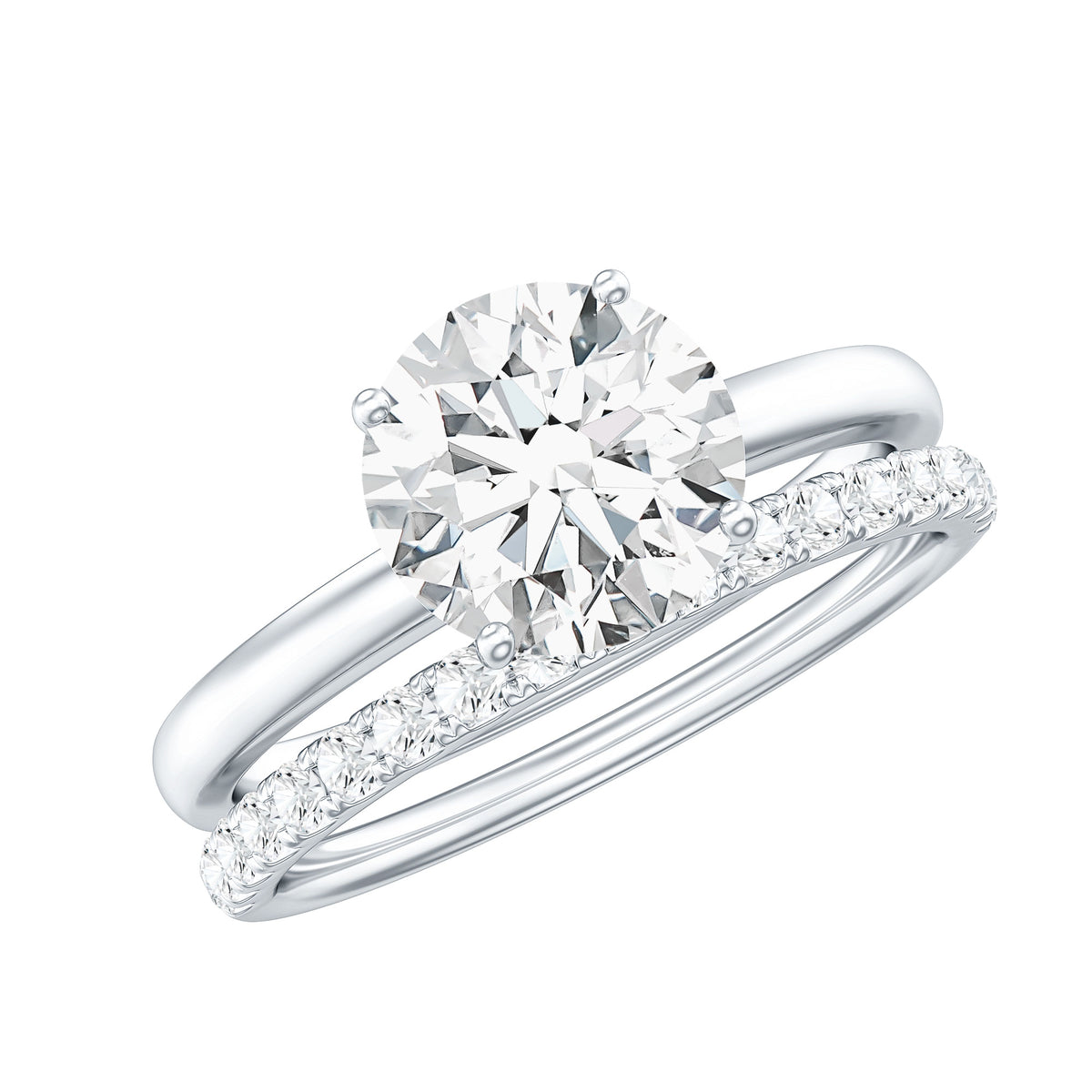 Rosec Jewels-IGI Graded 2 Carat Lab Grown Diamond Solitaire Wedding Ring Set